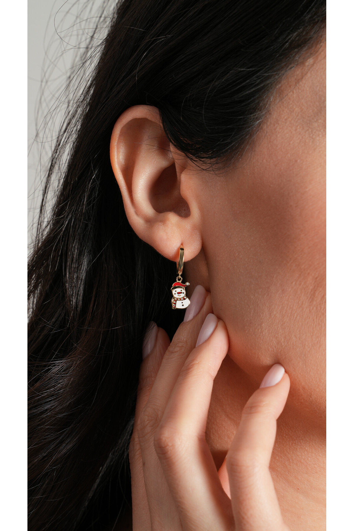 14 Ayar Altın Kardan Adam Küpe