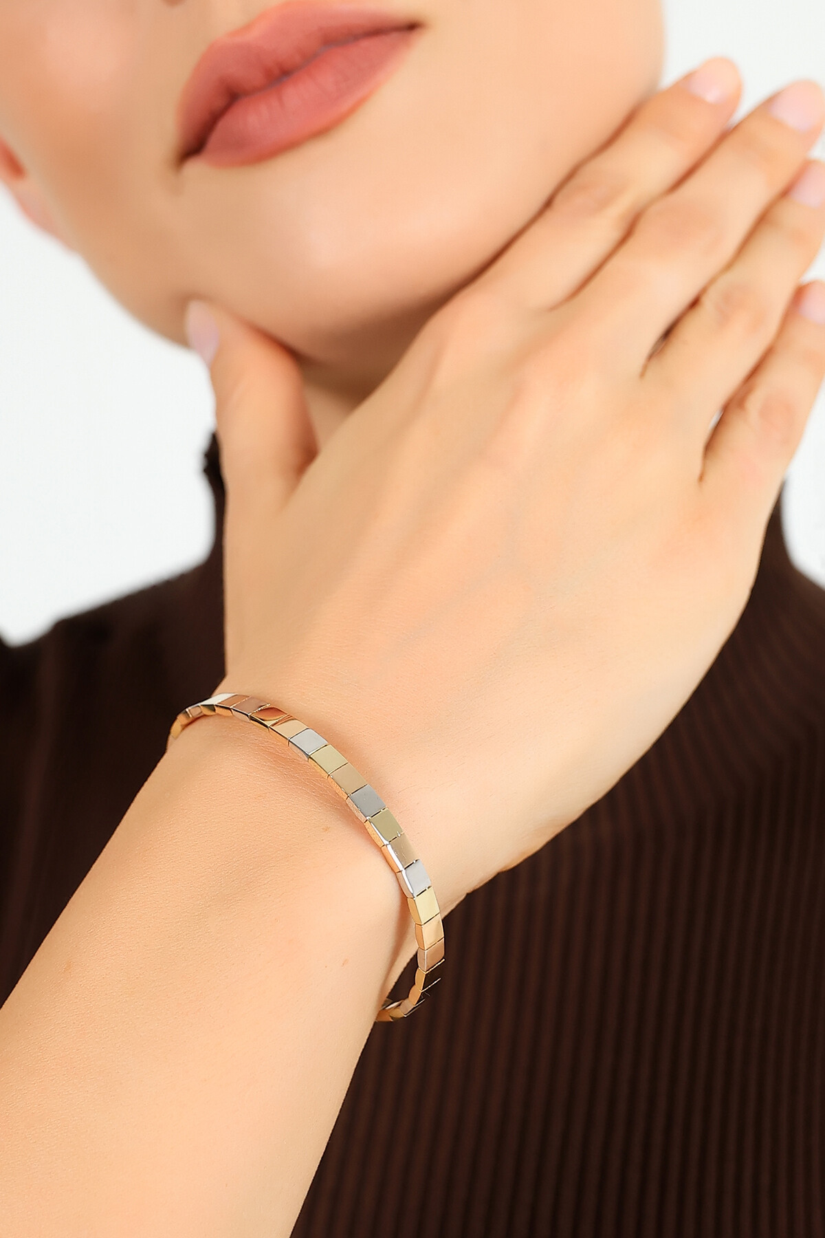 14 Ayar Altın Kare Kelepçe