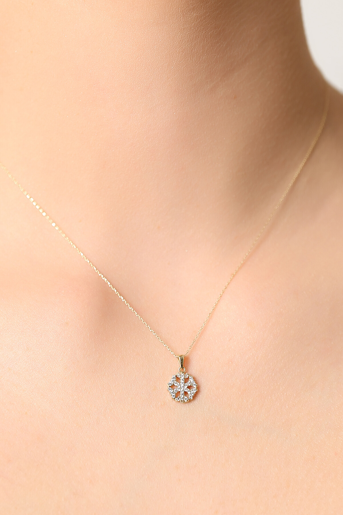 14 Ayar Altın Kartanesi Kolye