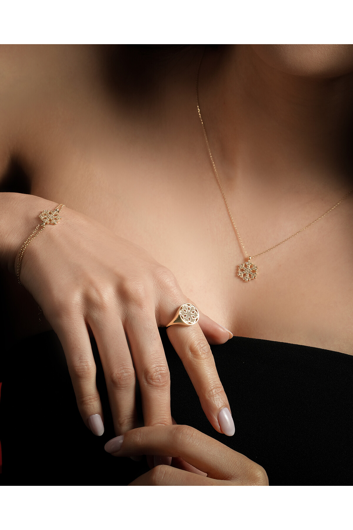 14 Ayar Altın Kartanesi Set 