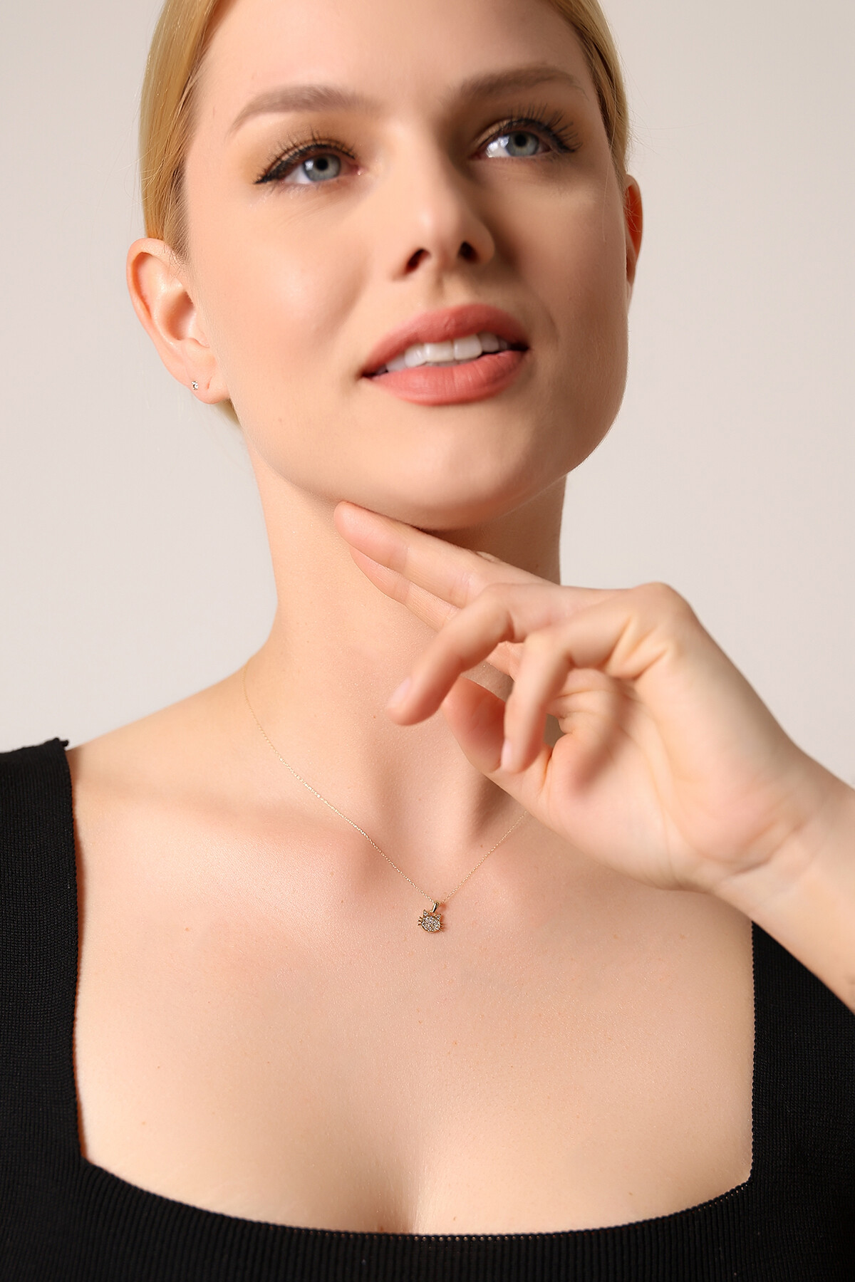 14 Ayar Altın Kedi Kolye