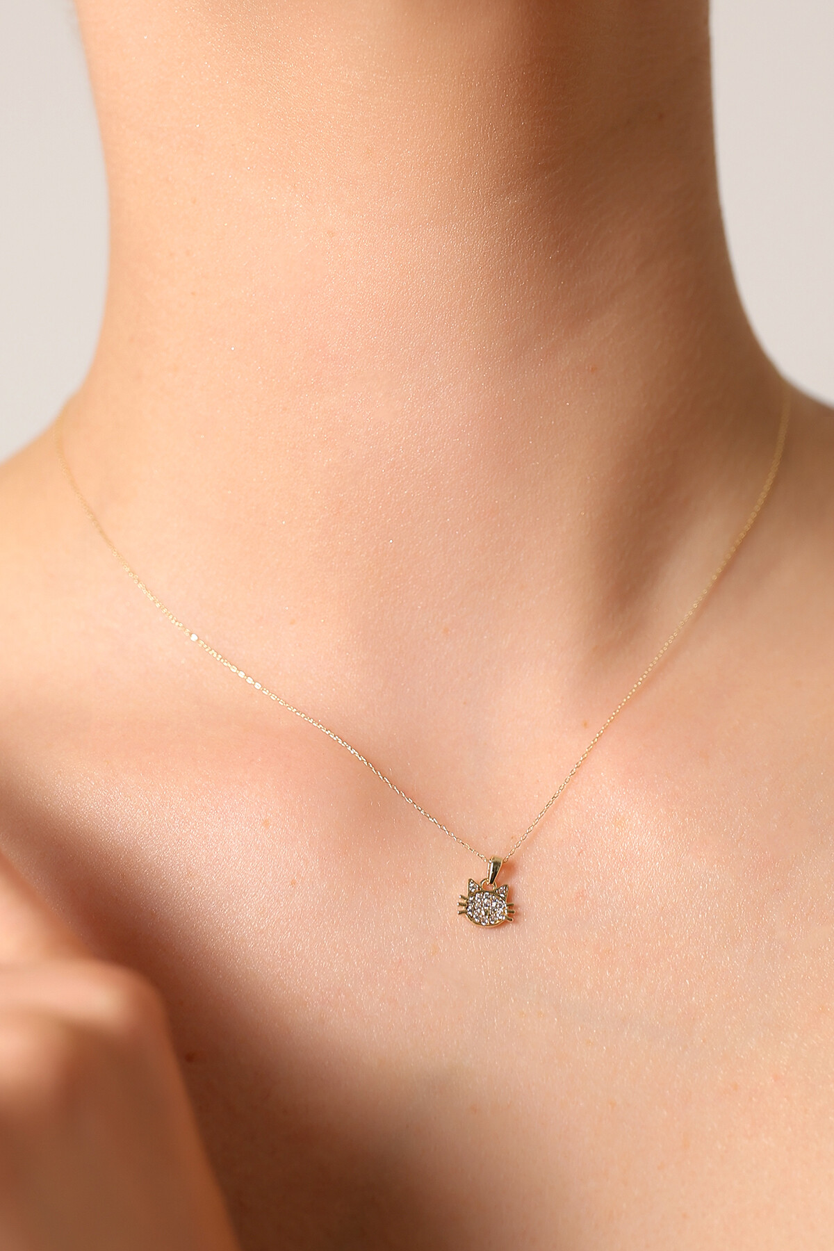 14 Ayar Altın Kedi Kolye