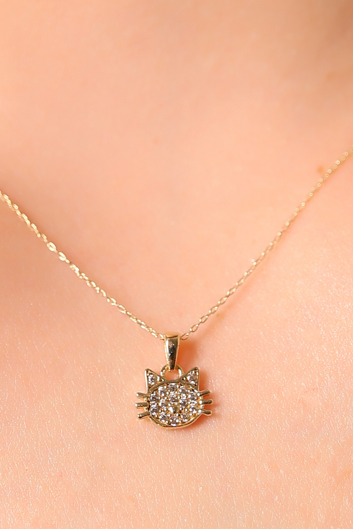 14 Ayar Altın Kedi Kolye