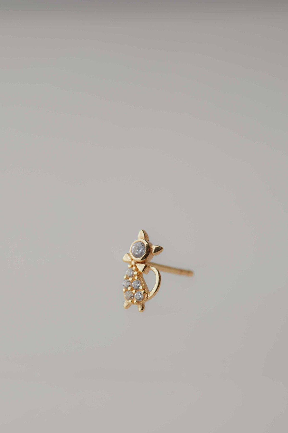 14 Ayar Altın Kedi Küpe