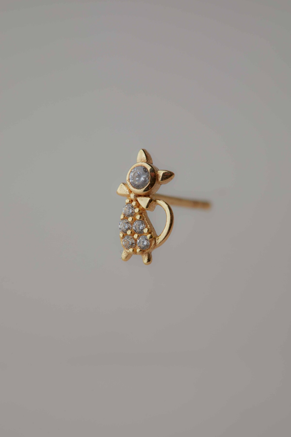 14 Ayar Altın Kedi Küpe