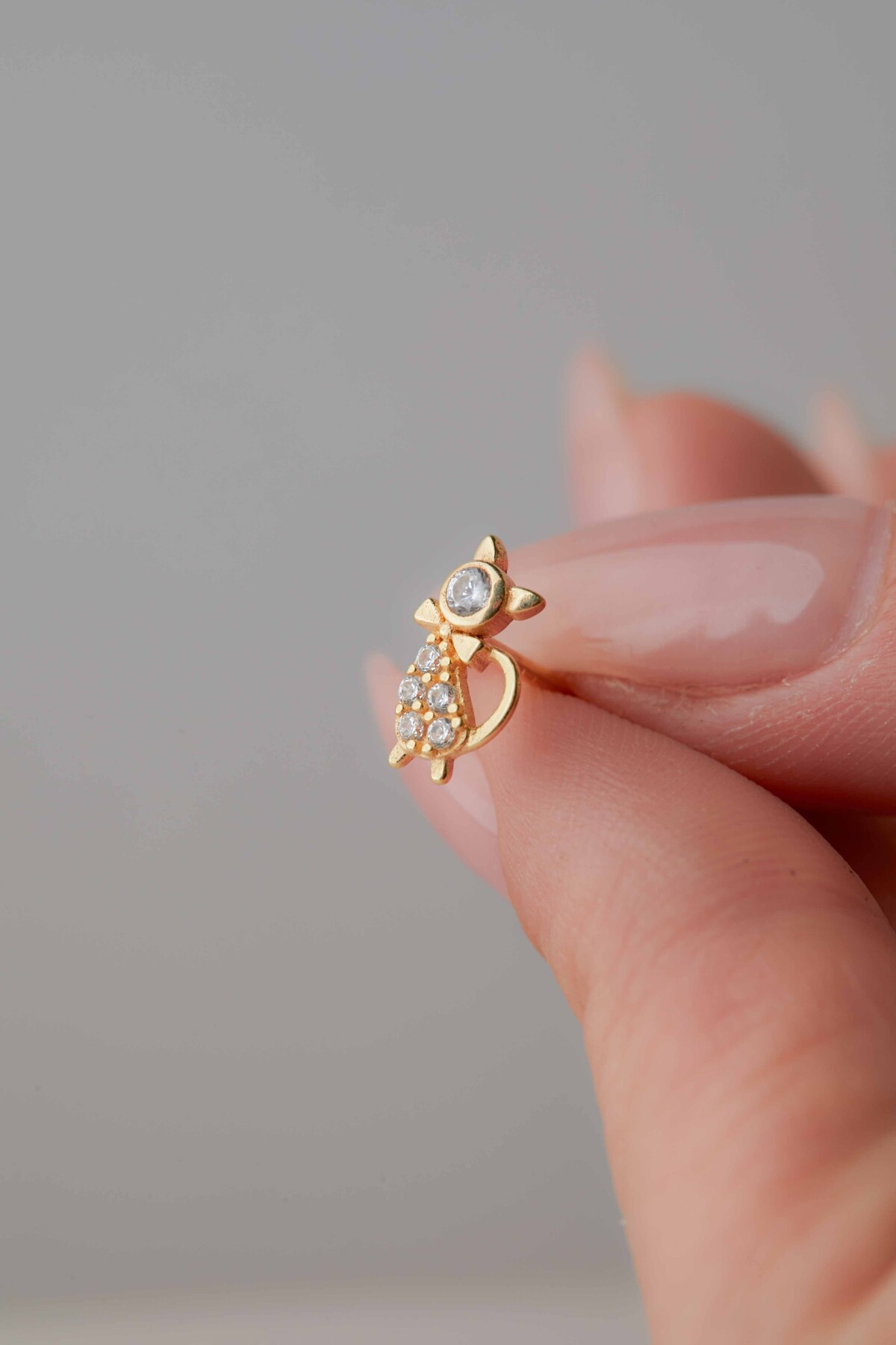 14 Ayar Altın Kedi Küpe