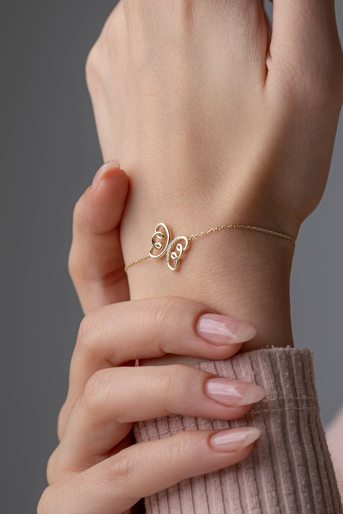 14 Ayar Altın Kelebek Bileklik