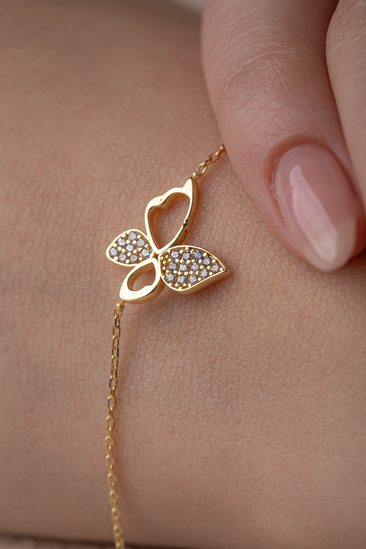 14 Ayar Altın Kelebek Bileklik