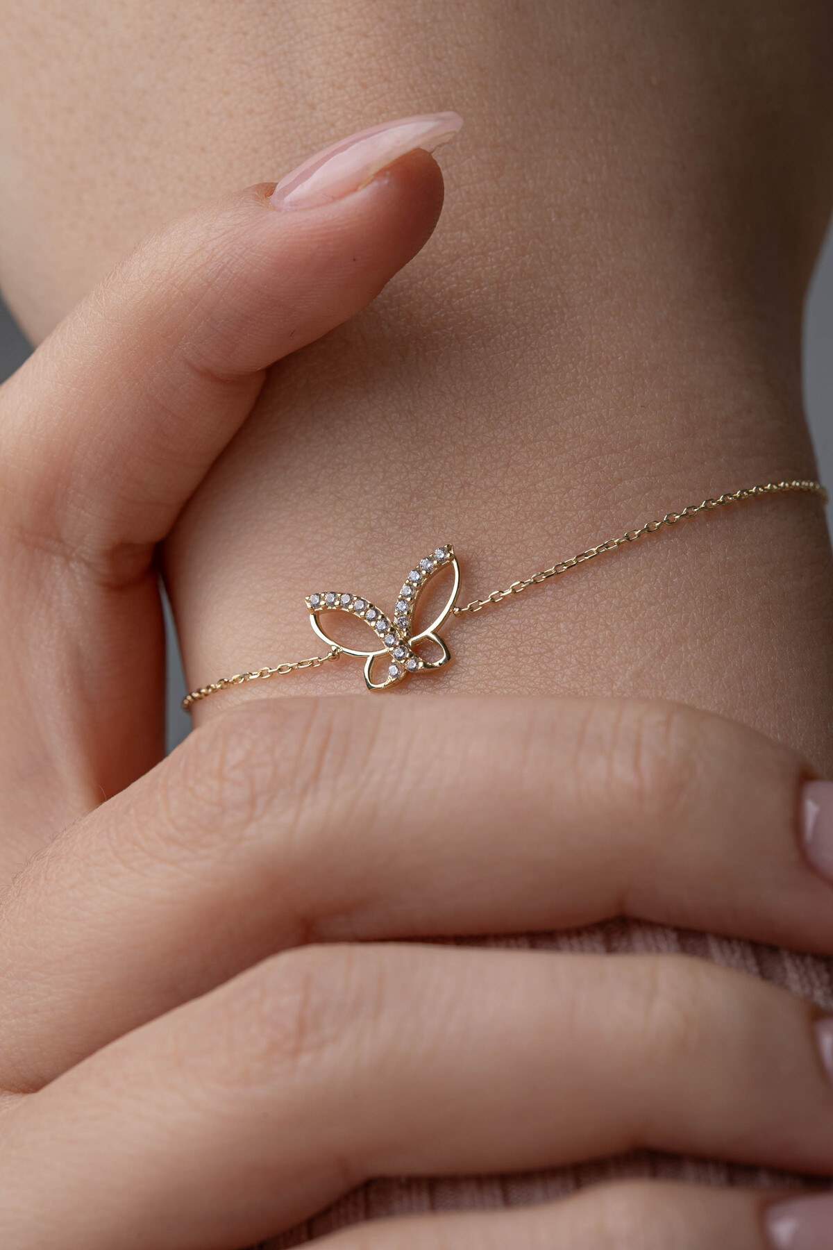 14 Ayar Altın Kelebek Bileklik