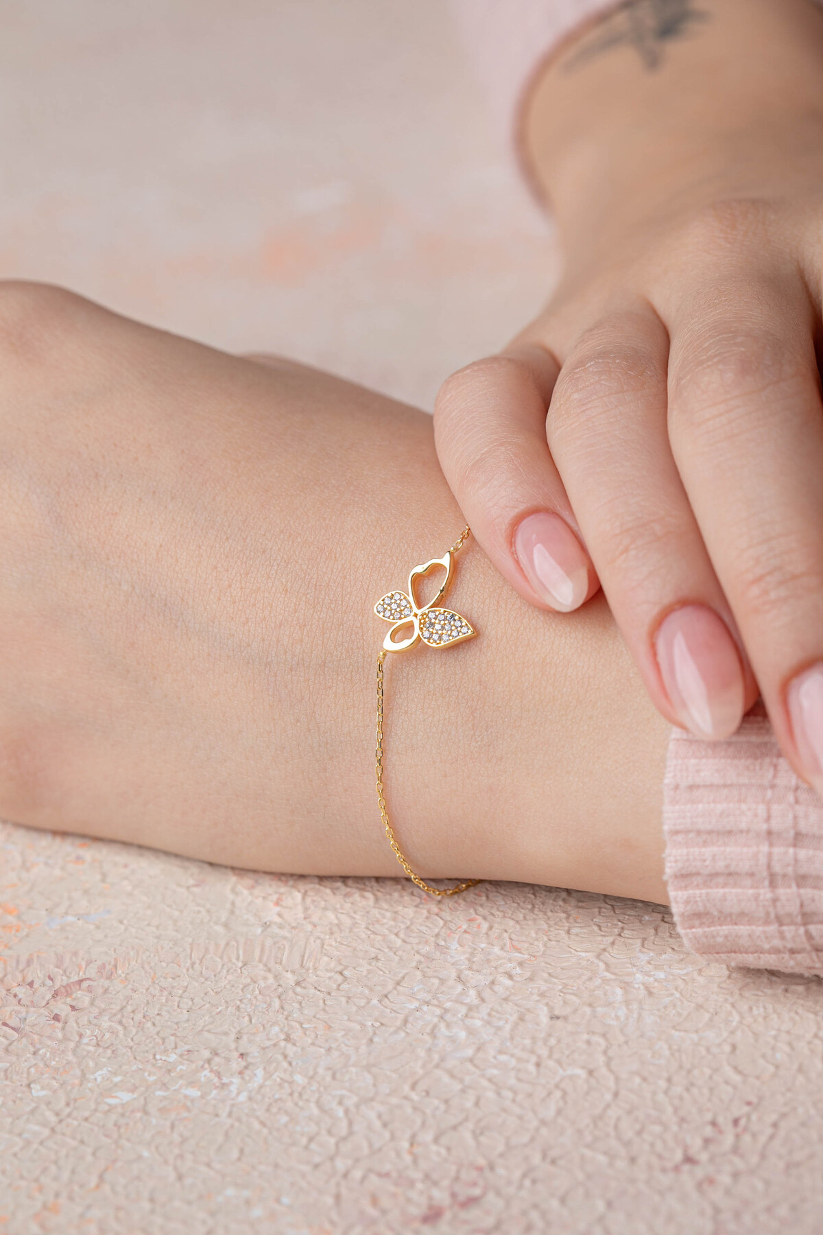 14 Ayar Altın Kelebek Bileklik