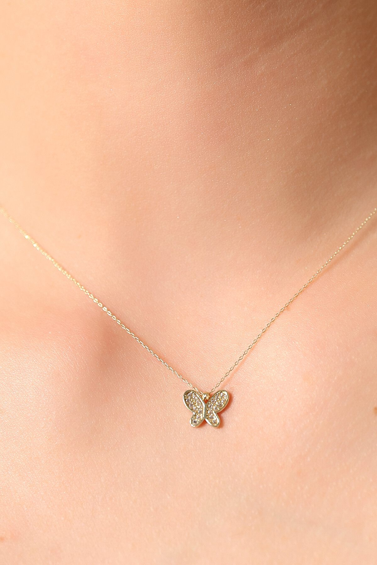 14 Ayar Altın Kelebek Kolye