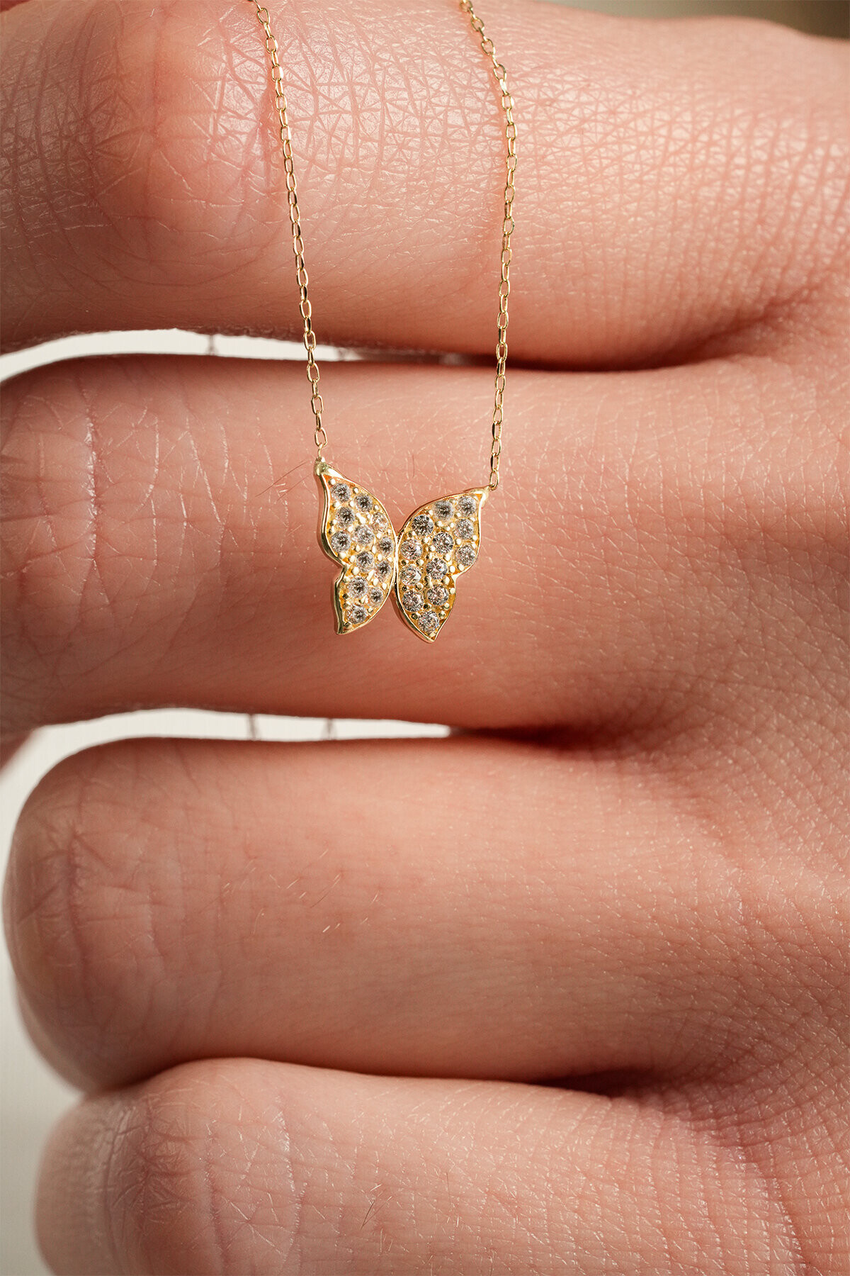 14 Ayar Altın Kelebek Kolye