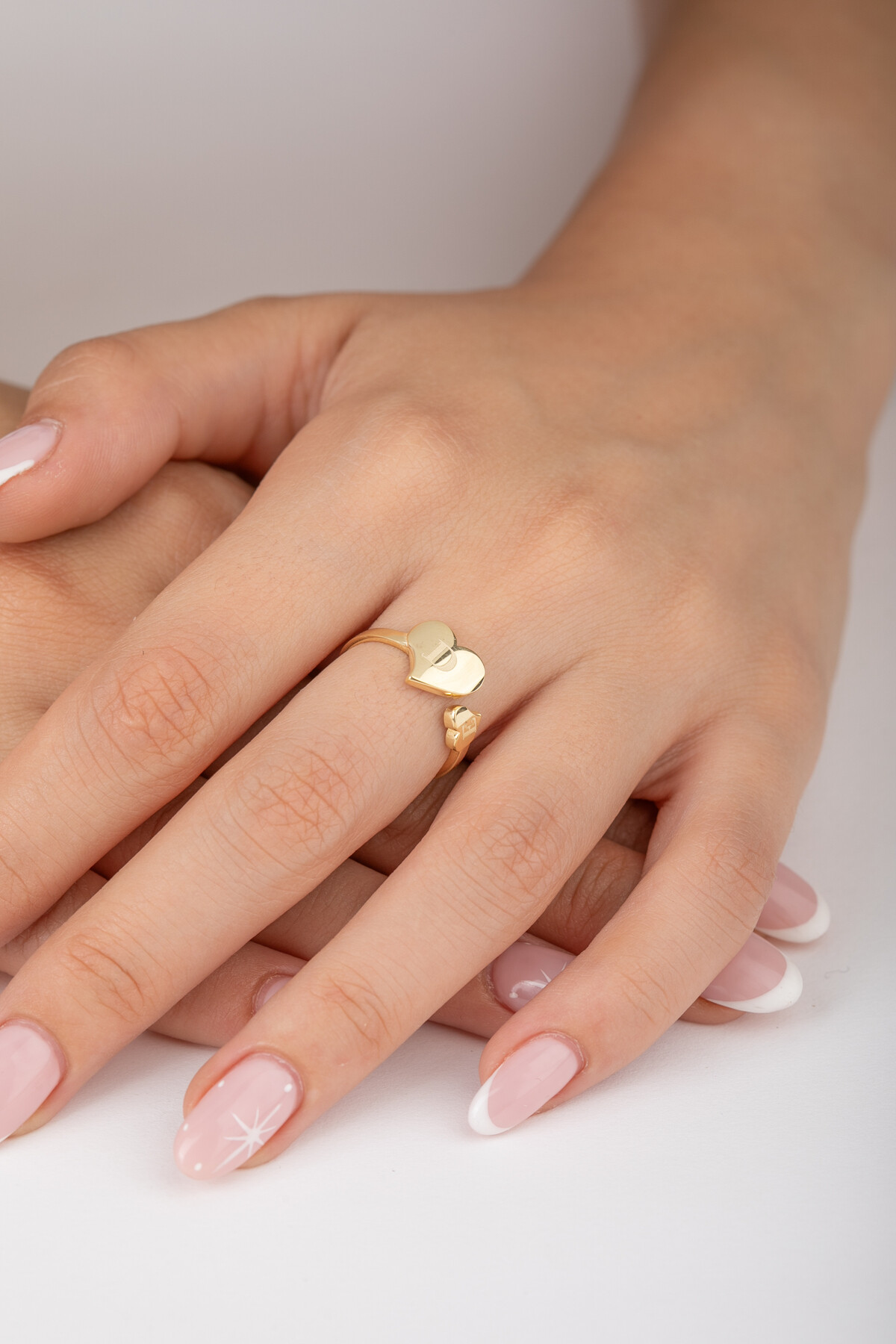 14 Ayar Altın Kişiselleştirebilir Kalp Yüzük