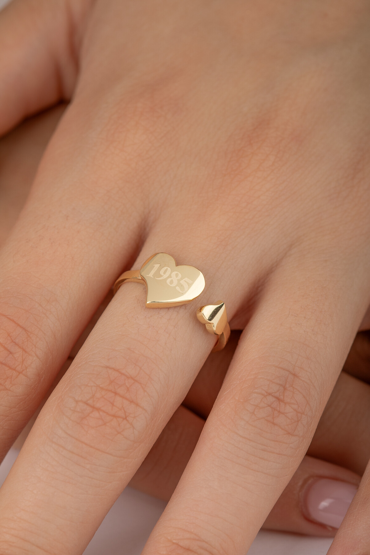 14 Ayar Altın Kişiselleştirebilir Kalp Yüzük