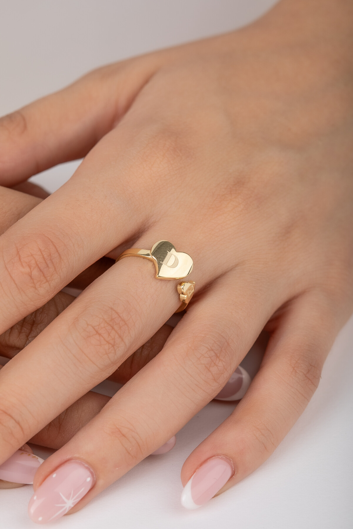 14 Ayar Altın Kişiselleştirebilir Kalp Yüzük