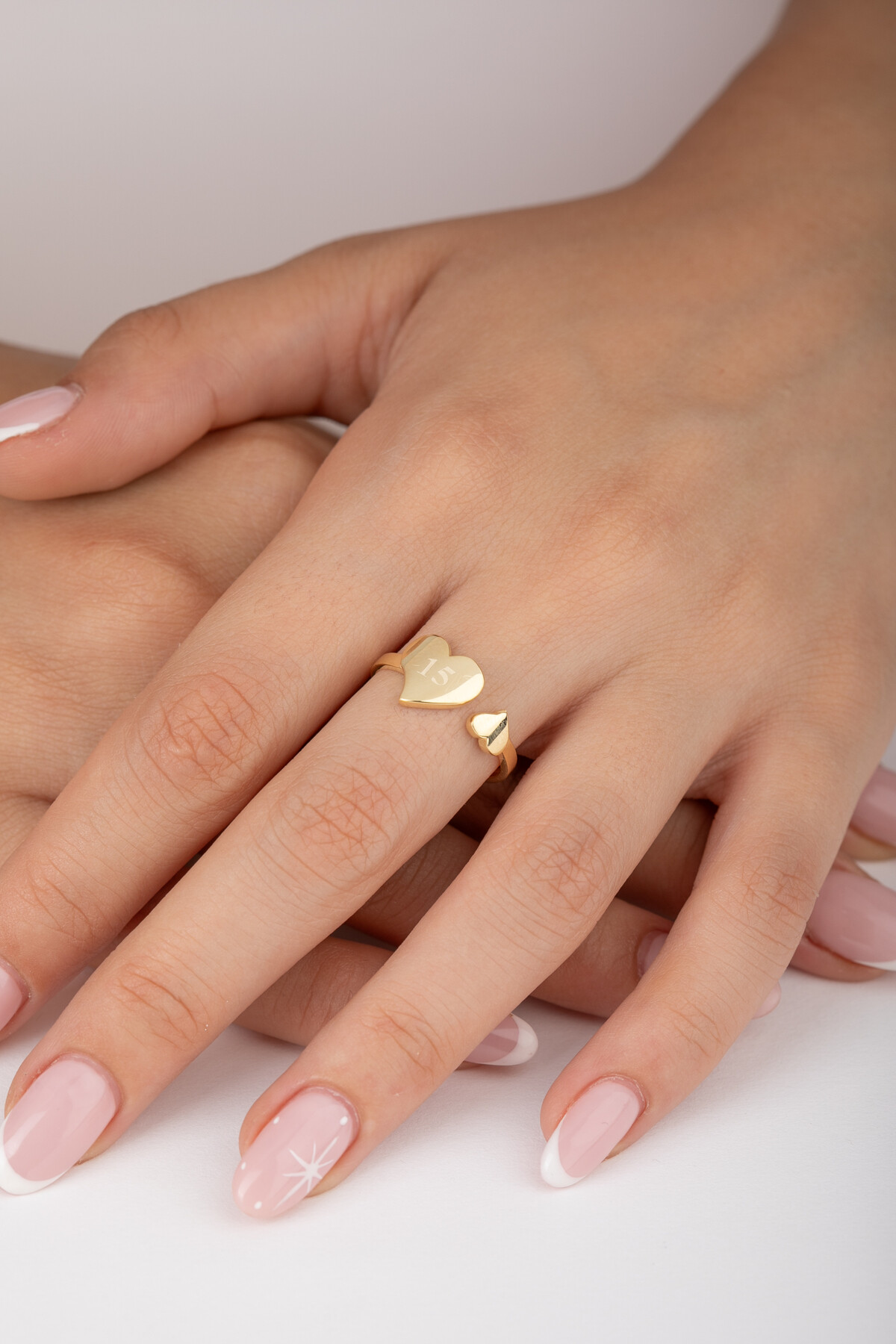 14 Ayar Altın Kişiselleştirebilir Kalp Yüzük