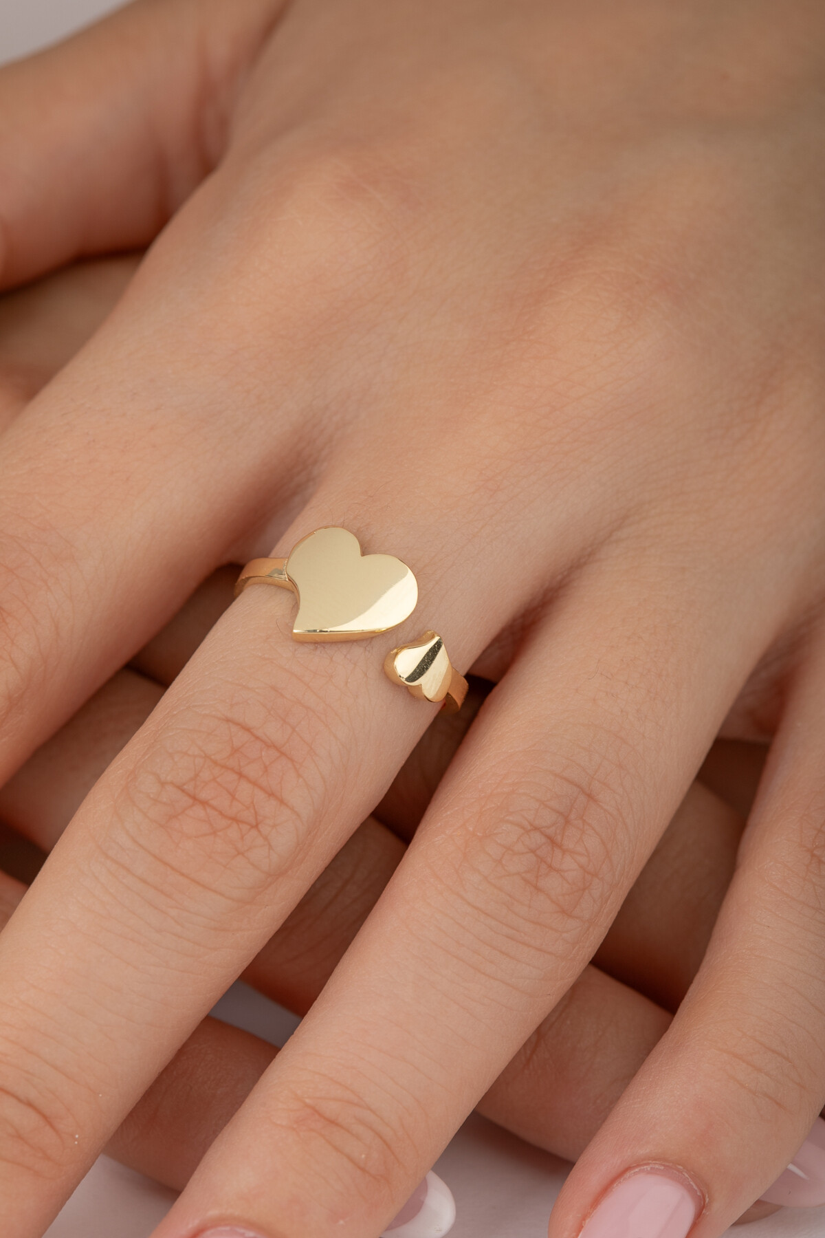 14 Ayar Altın Kişiselleştirebilir Kalp Yüzük