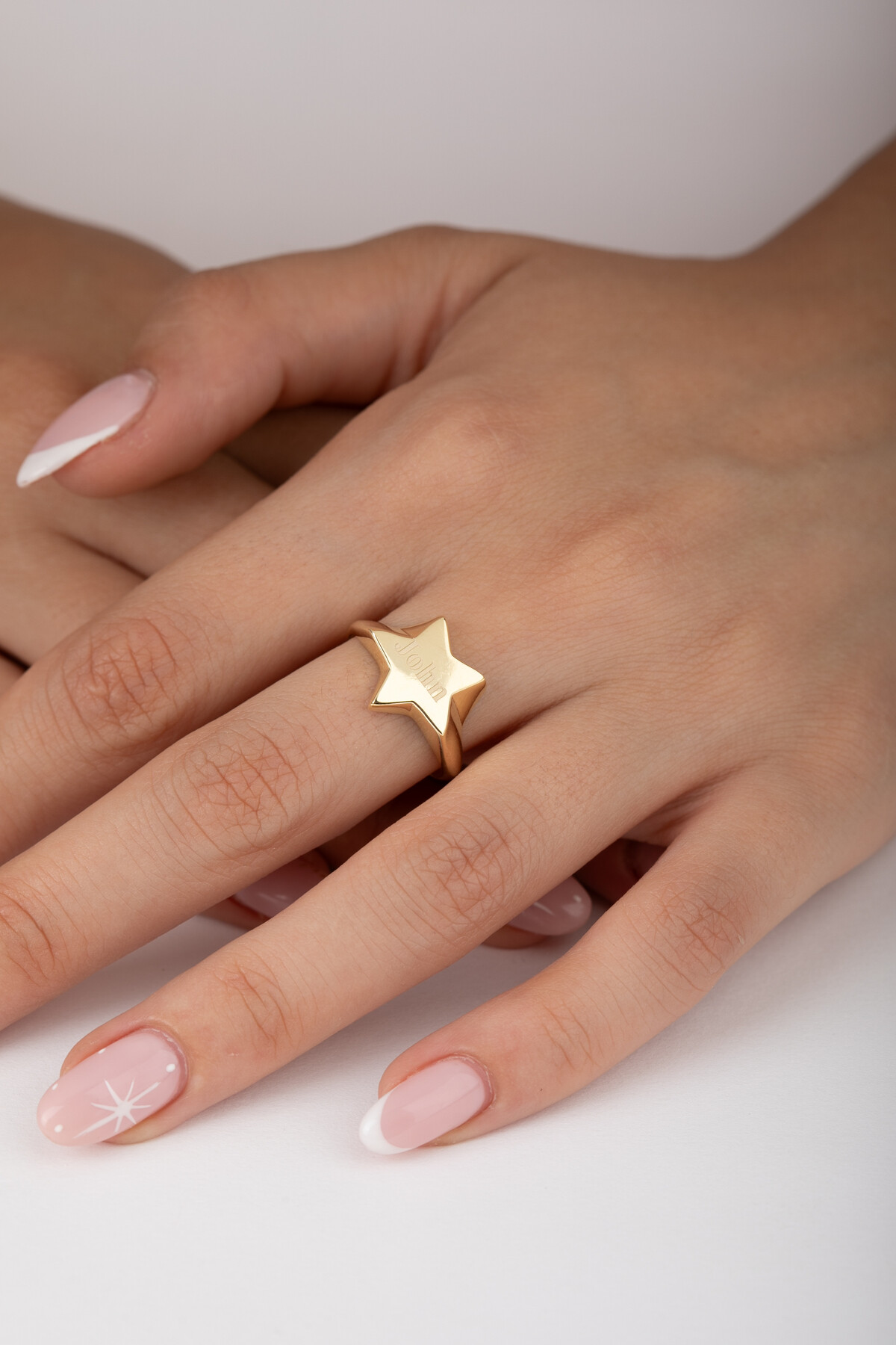 14 Ayar Altın Kişiselleştirebilir Yıldız Yüzük 