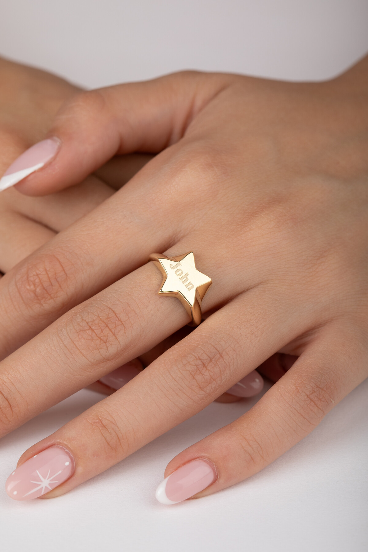 14 Ayar Altın Kişiselleştirebilir Yıldız Yüzük 