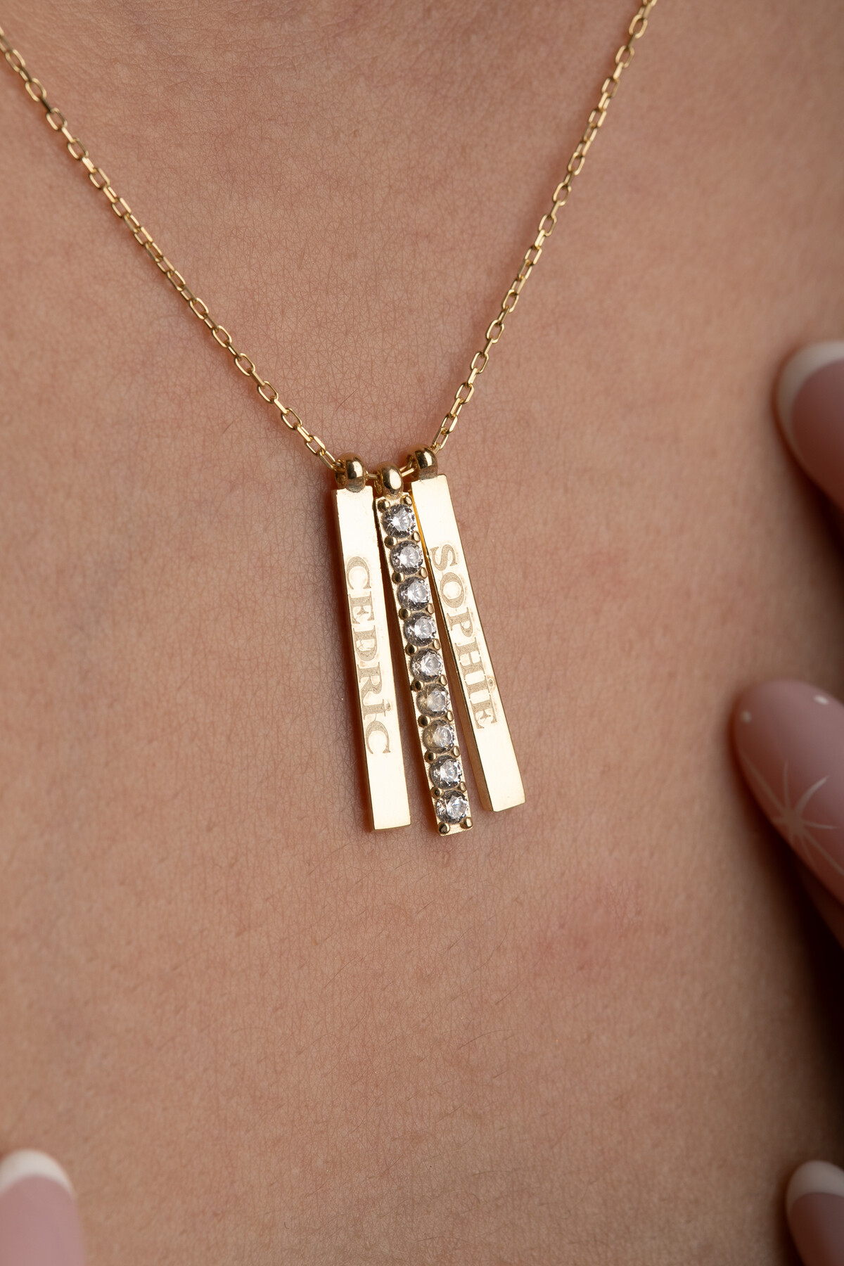 14 Ayar Altın Kişiye Özel 2 İsimli Kolye