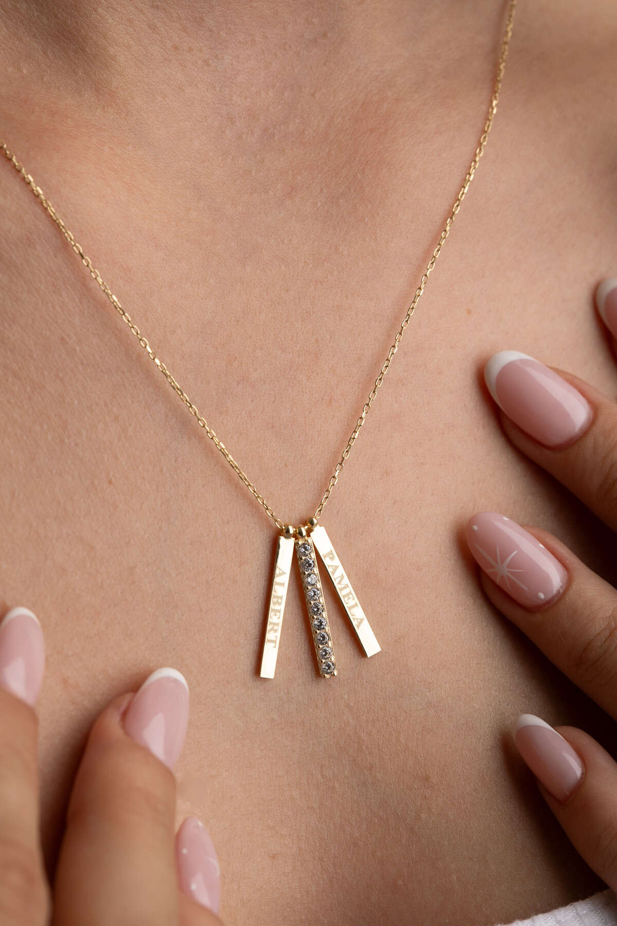 14 Ayar Altın Kişiye Özel 2 İsimli Kolye