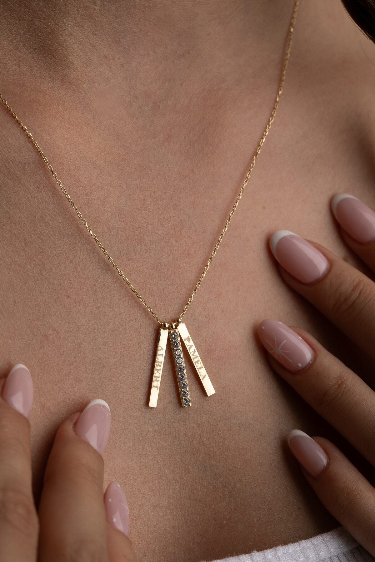 14 Ayar Altın Kişiye Özel 2 İsimli Kolye