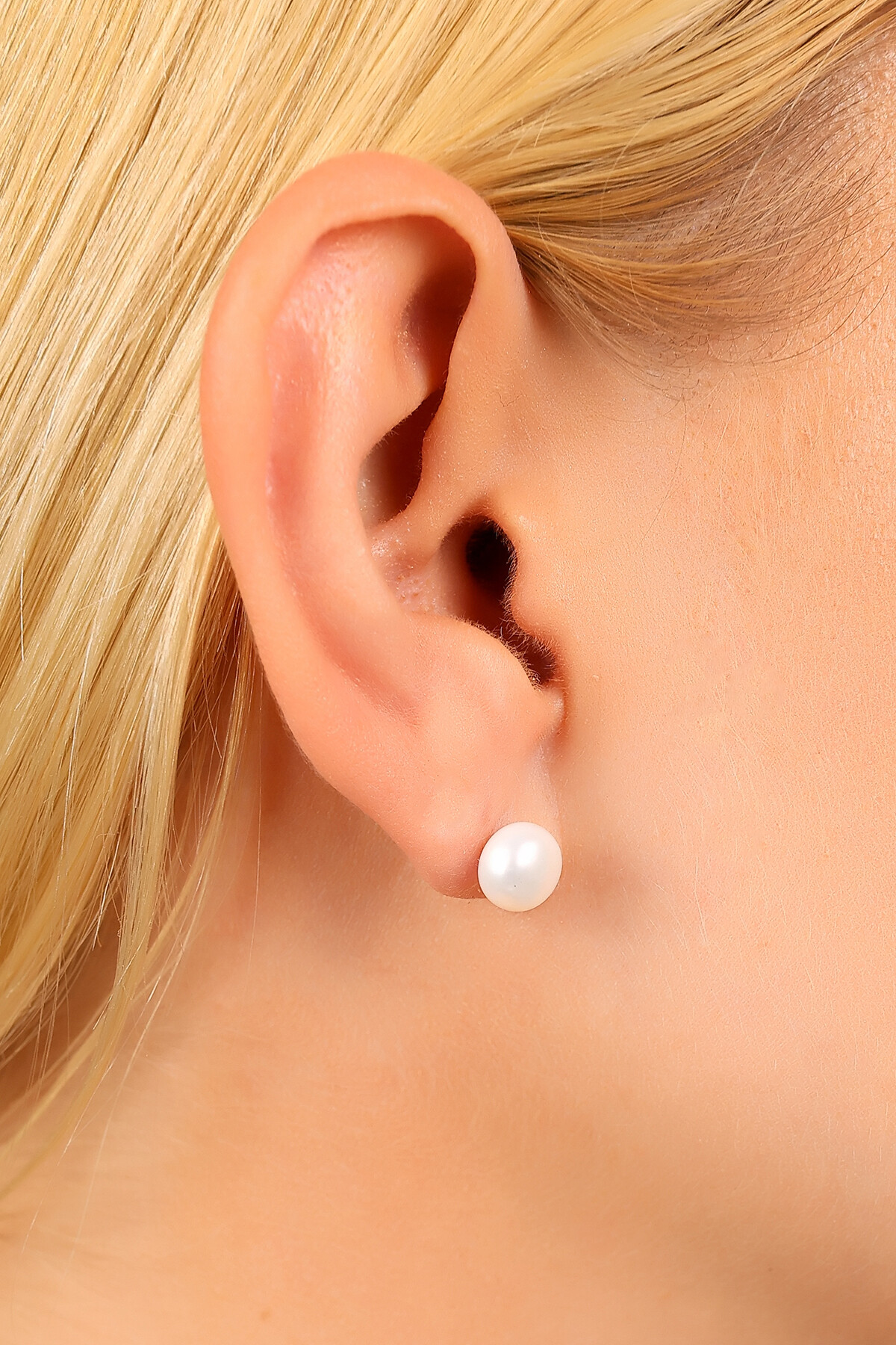 14 Ayar Altın Kolyecik Beyaz Doğal İnci Küpe