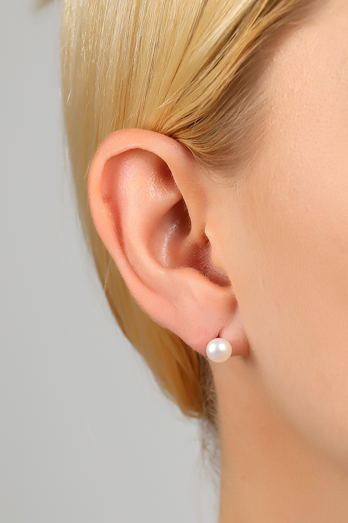 14 Ayar Altın Kolyecik Beyaz Doğal İnci Mini Küpe