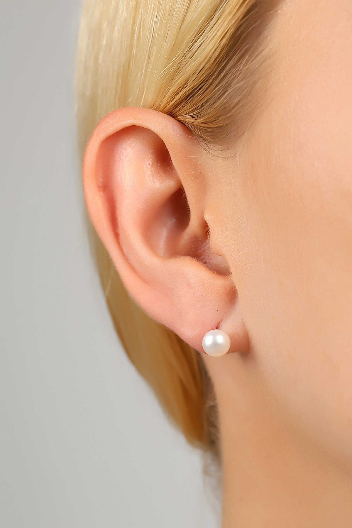 14 Ayar Altın Kolyecik Beyaz Doğal İnci Mini Küpe