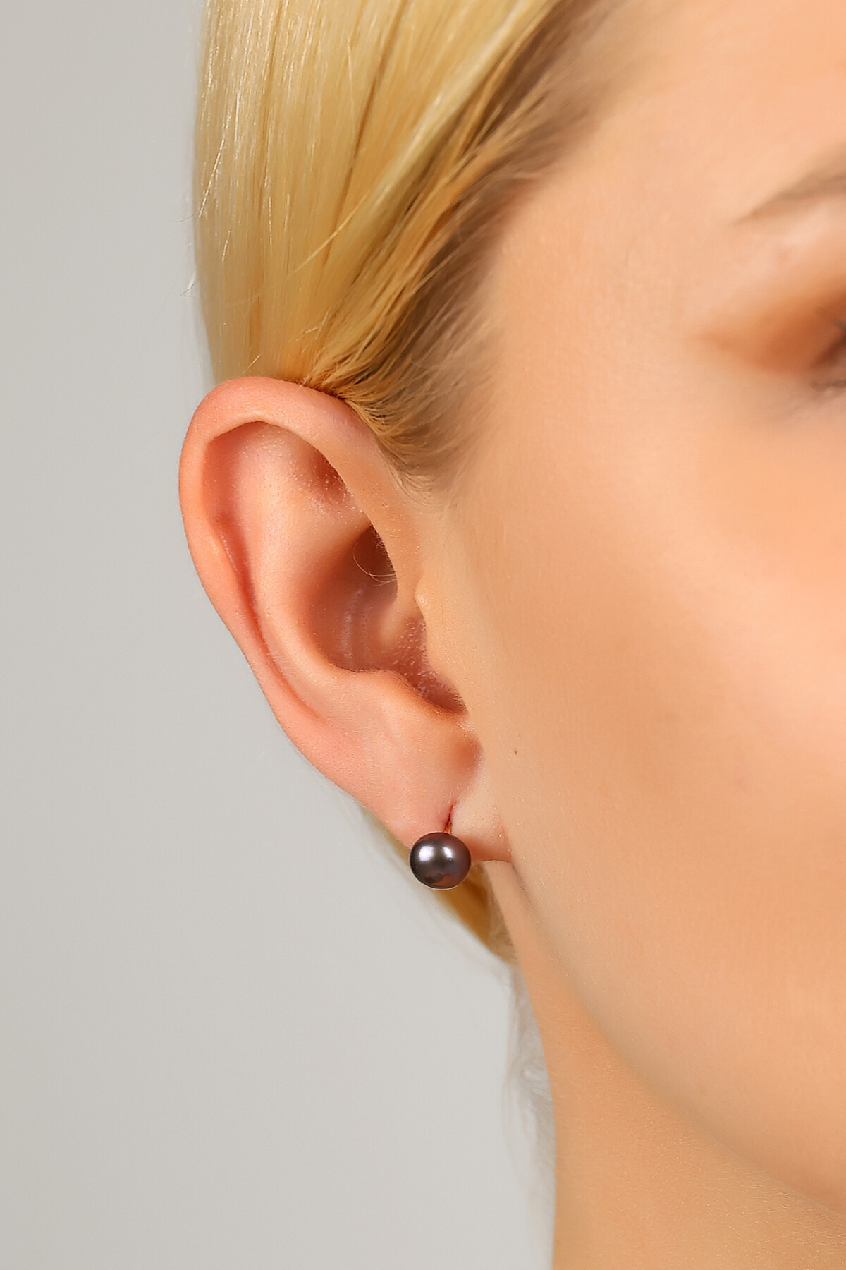 14 Ayar Altın Kolyecik Siyah Doğal İnci Küpe