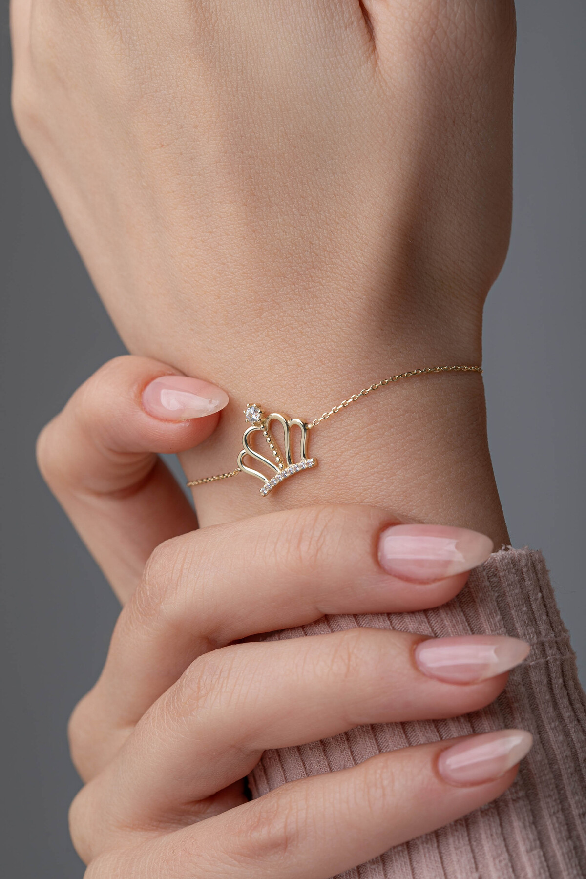 14 Ayar Altın Kral Tacı Bileklik