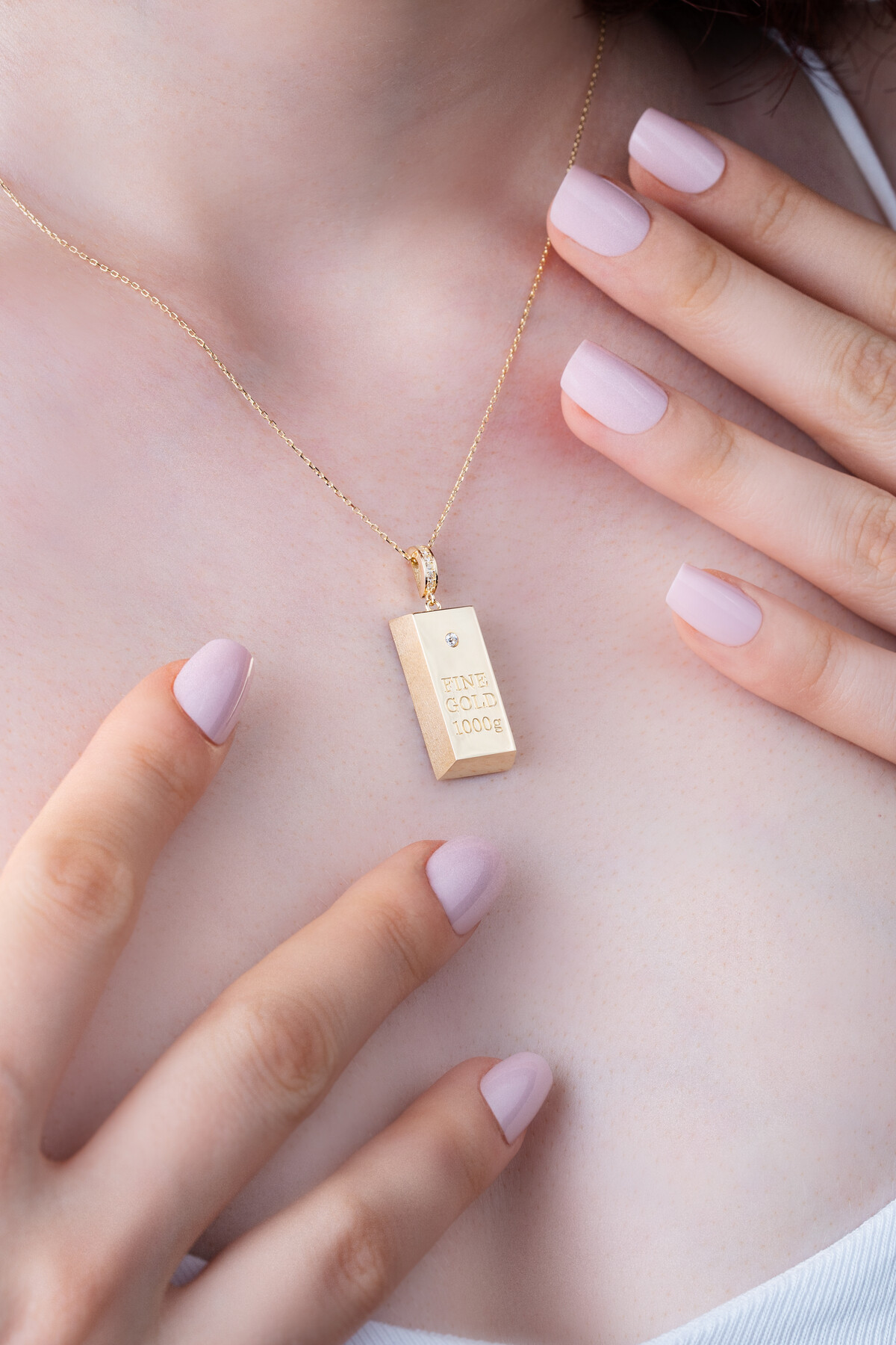 14 Ayar Altın Külçe Kolye