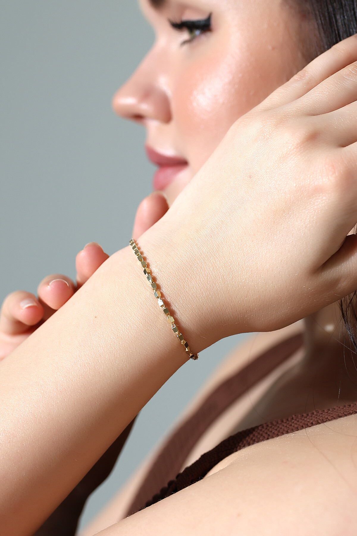 14 Ayar Altın Küp Bileklik