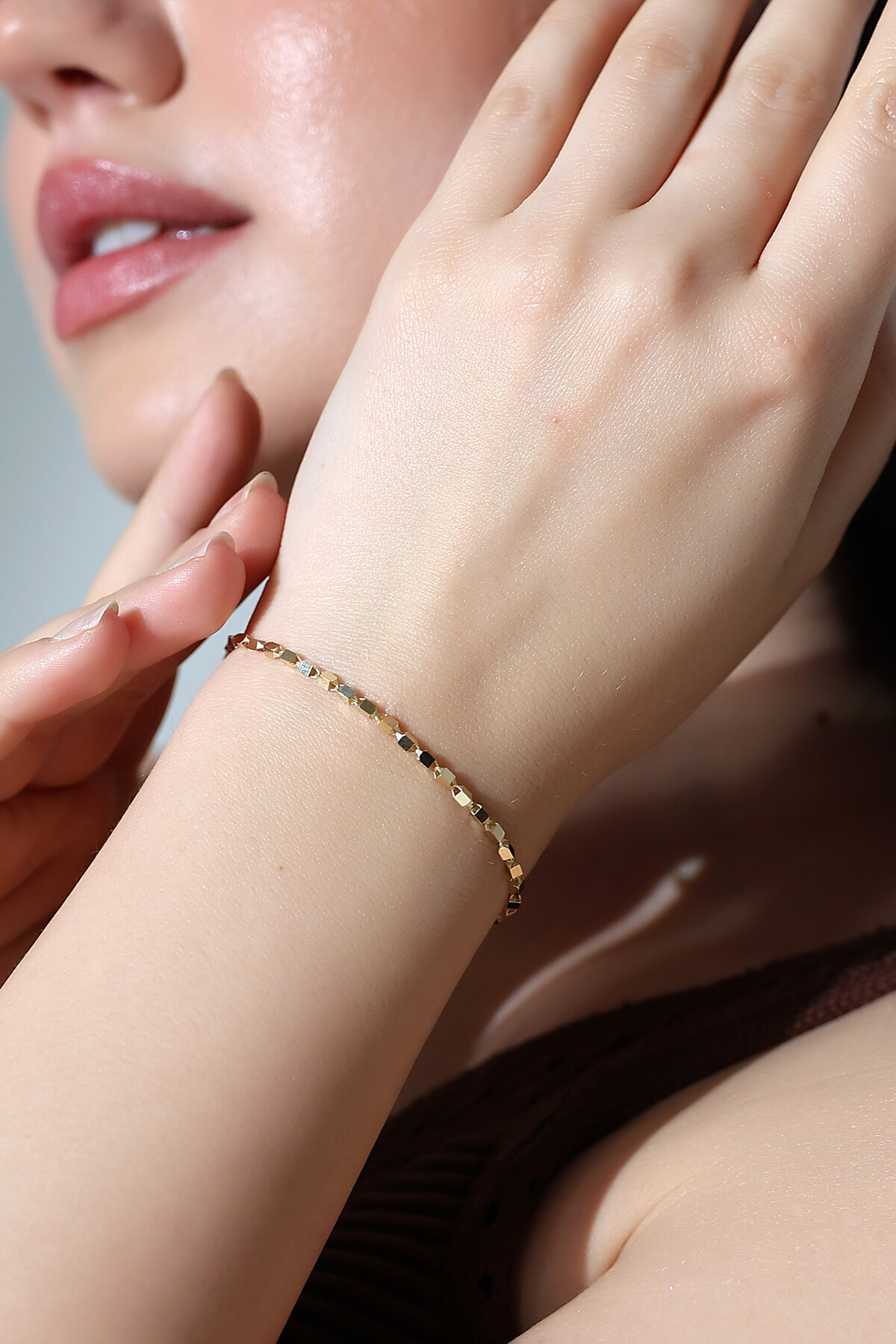 14 Ayar Altın Küp Bileklik