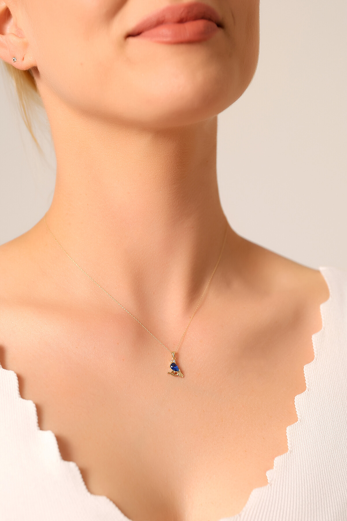 14 Ayar Altın Kuş Kolye