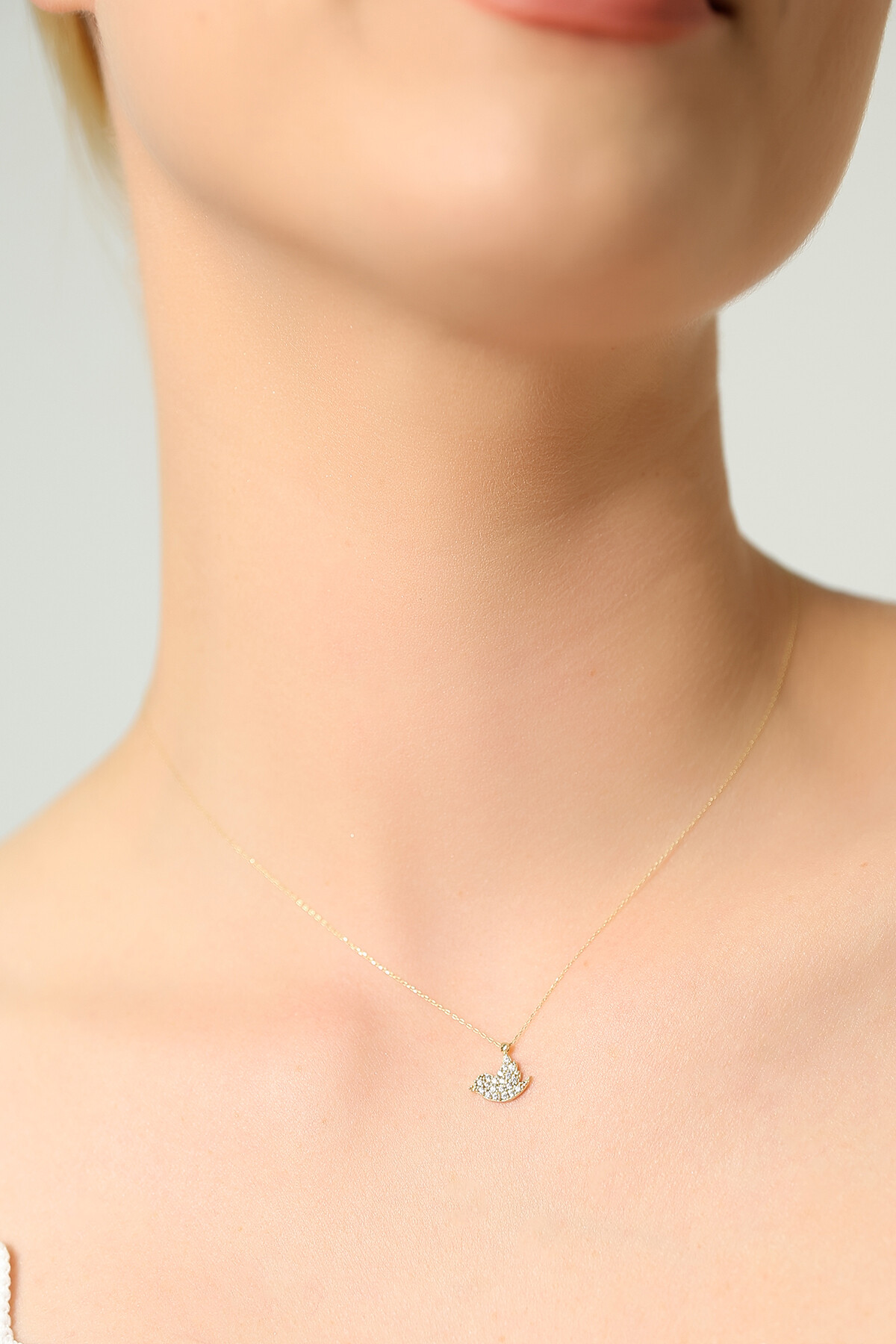 14 Ayar Altın Kuş Kolye