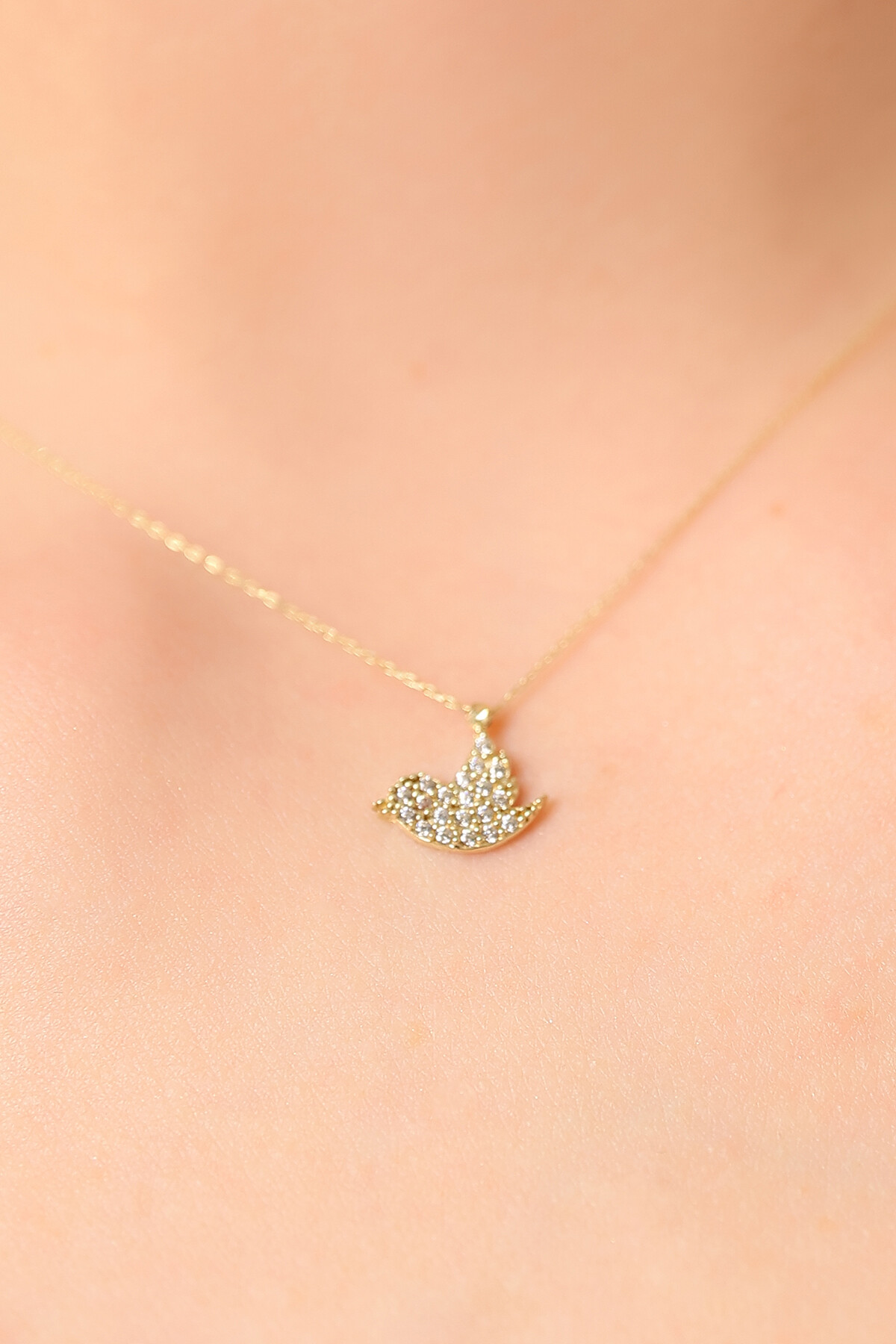 14 Ayar Altın Kuş Kolye