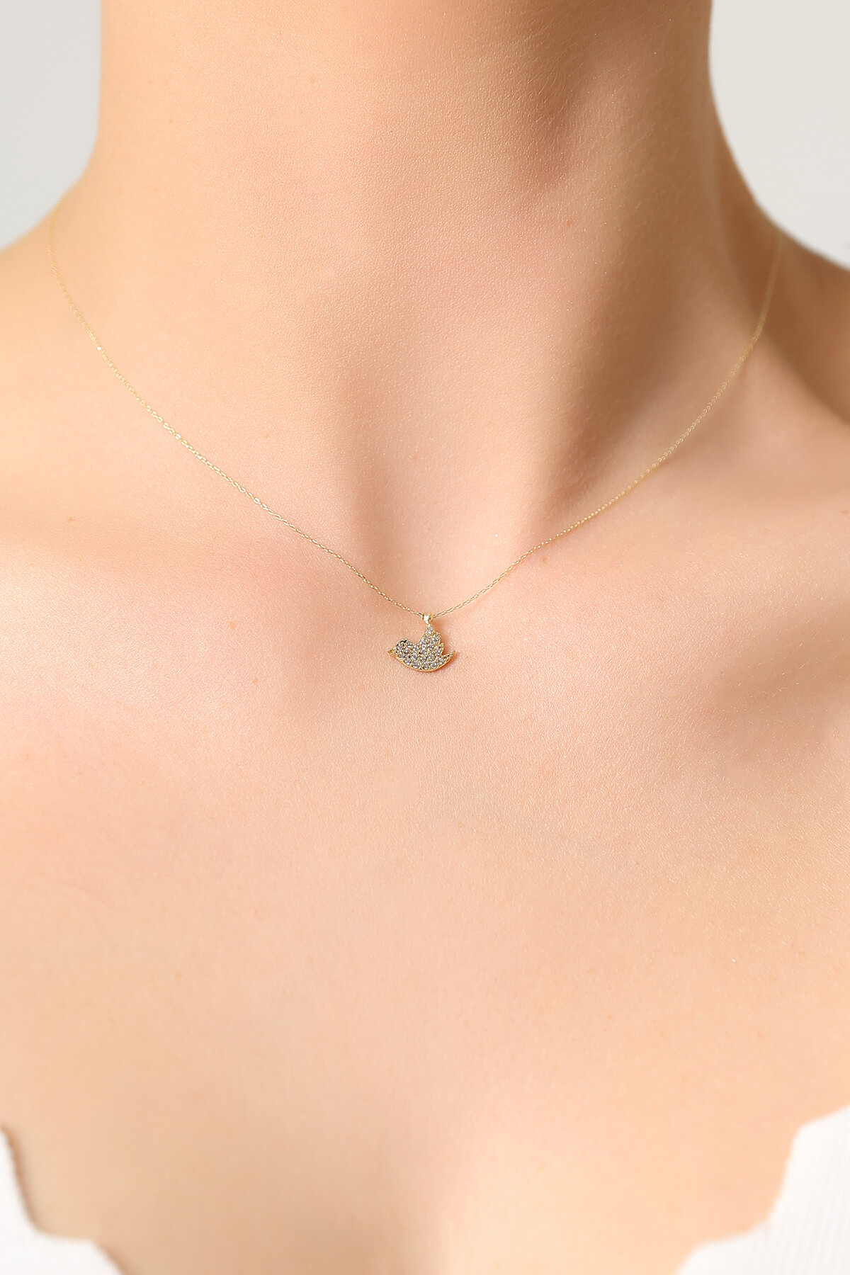 14 Ayar Altın Kuş Kolye