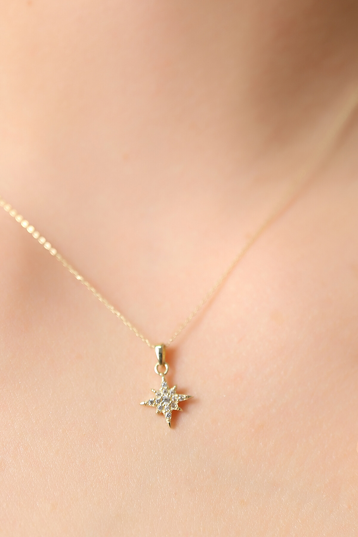 14 Ayar Altın Kutup Yıldızı Kolye