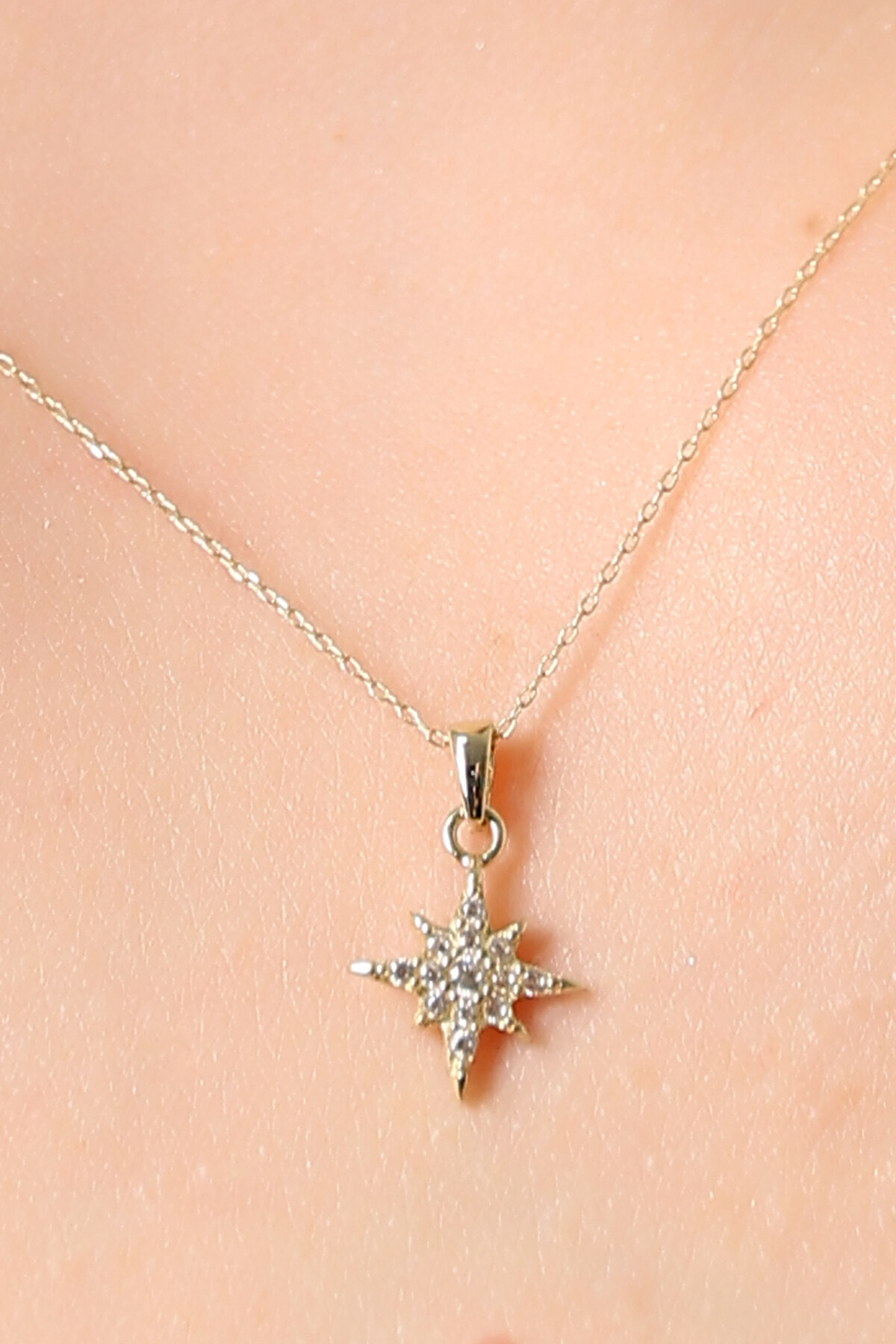 14 Ayar Altın Kutup Yıldızı Kolye