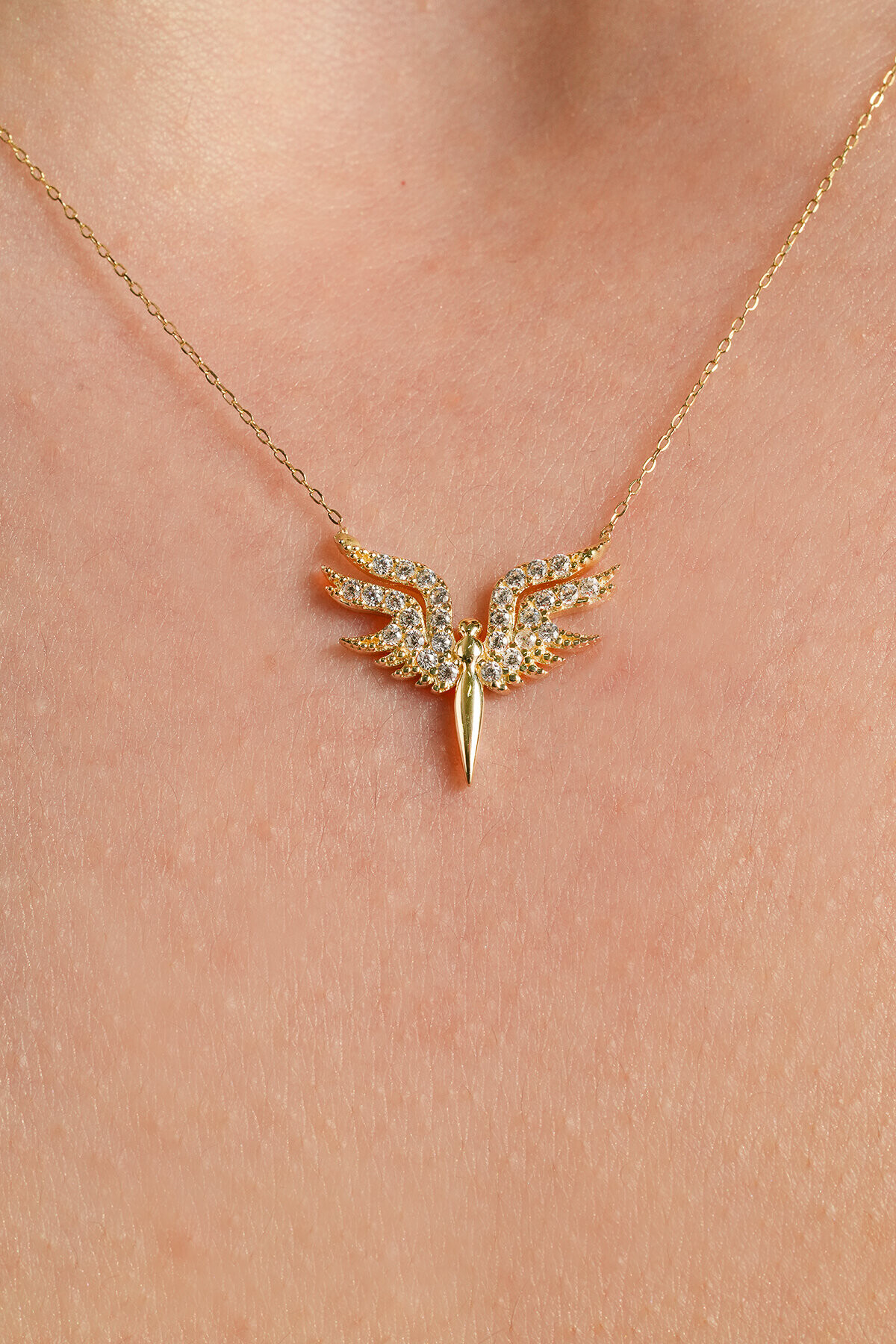 14 Ayar Altın Melek Kolye