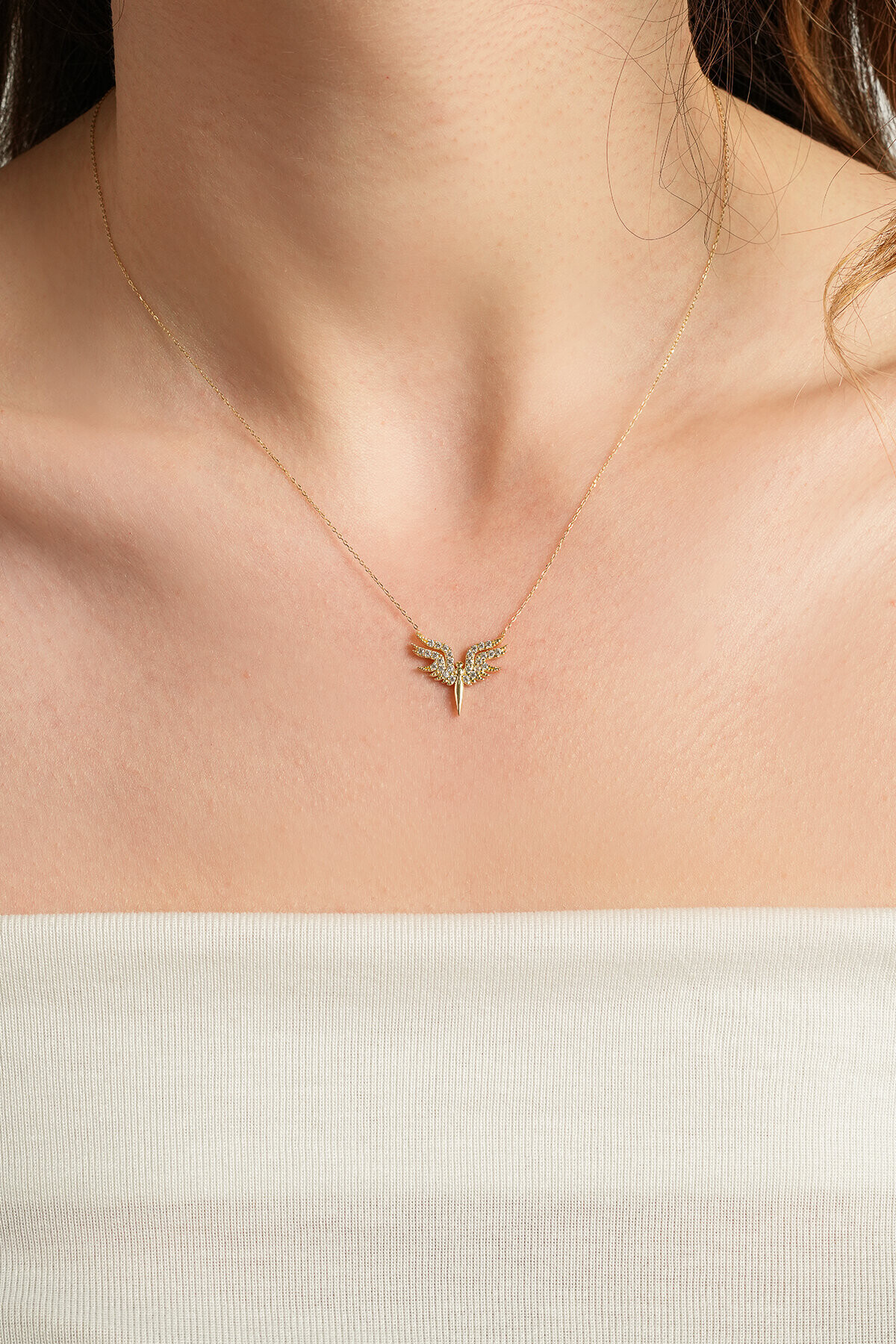 14 Ayar Altın Melek Kolye