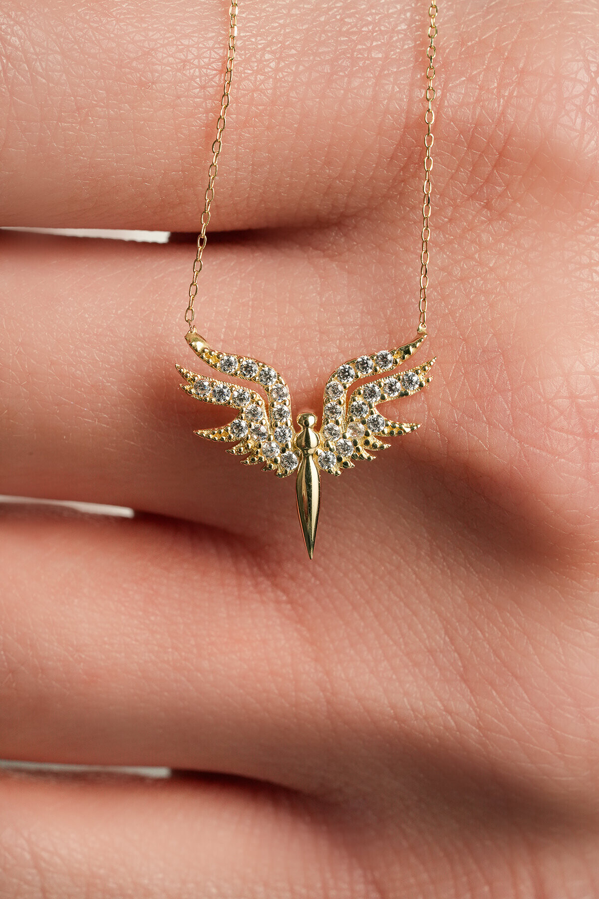 14 Ayar Altın Melek Kolye