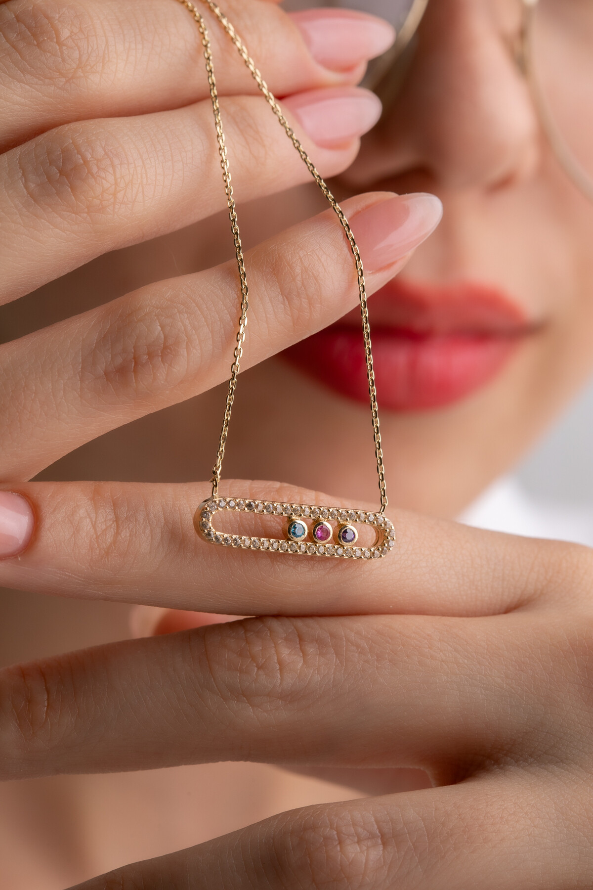 14 Ayar Altın Messika Kolye