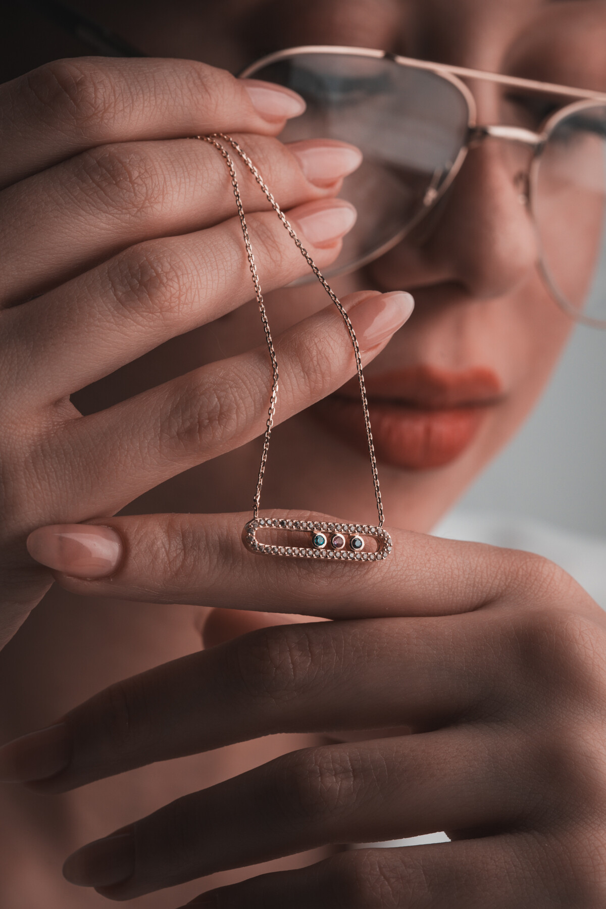 14 Ayar Altın Messika Kolye