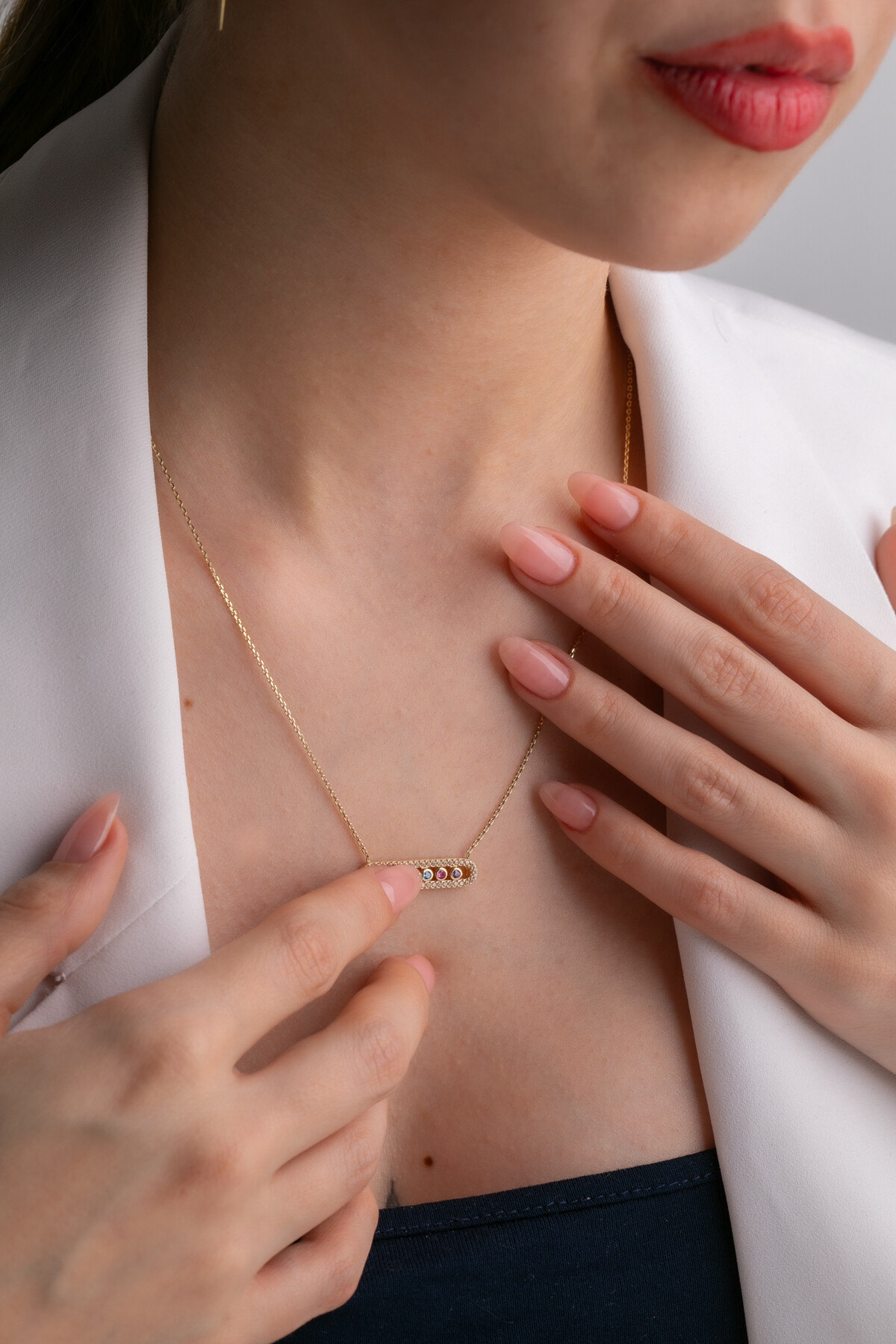 14 Ayar Altın Messika Kolye