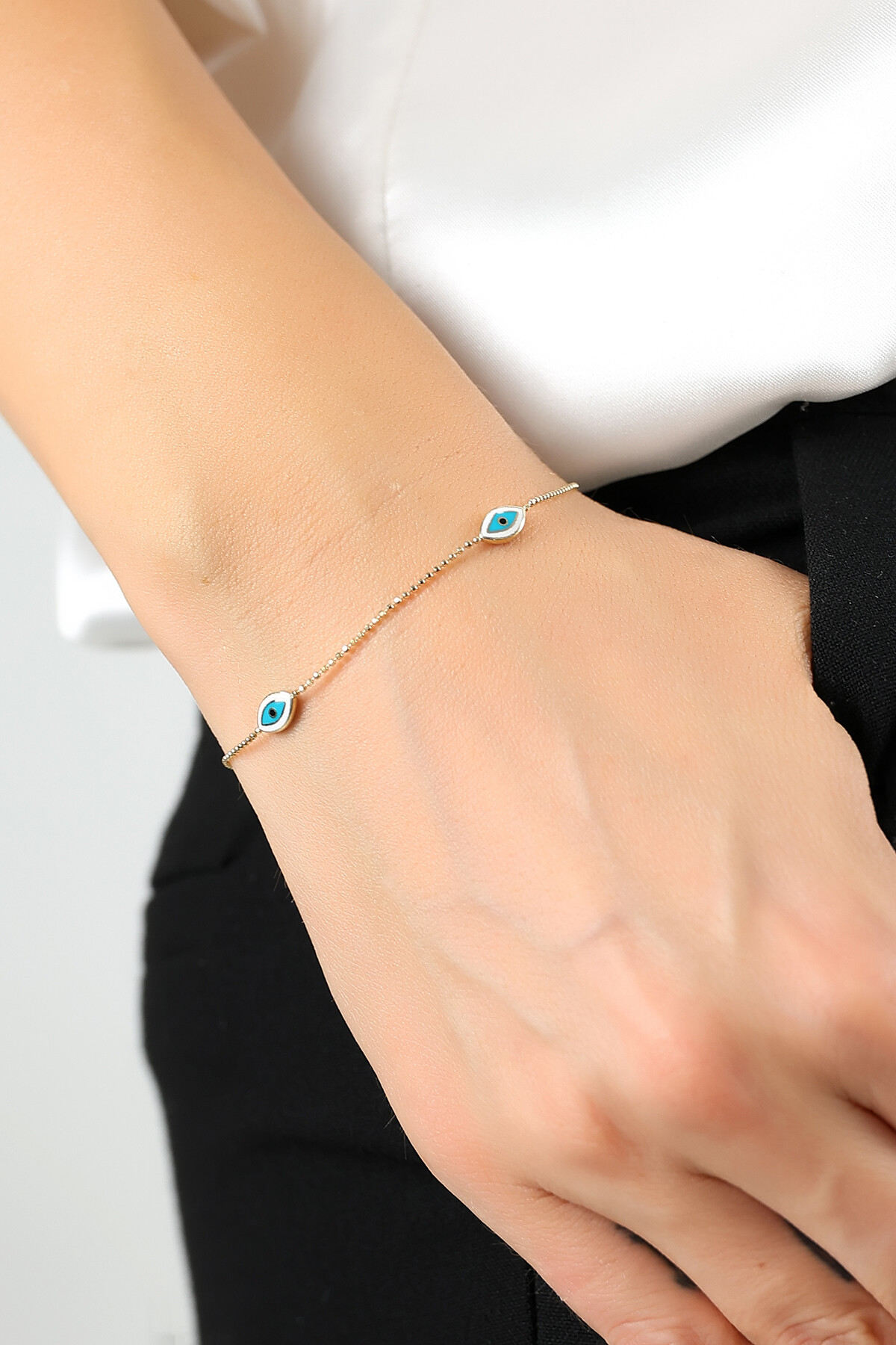 14 Ayar Altın Mineli Göz Bileklik