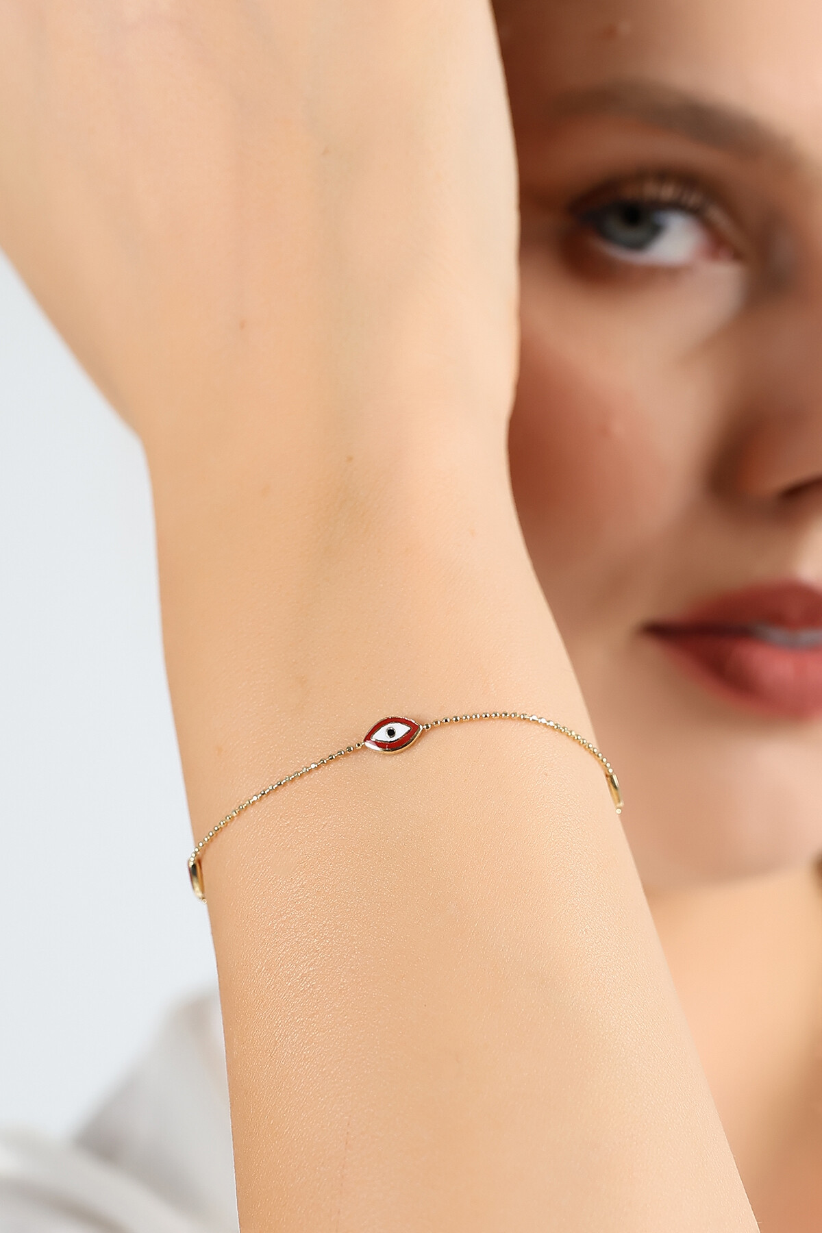 14 Ayar Altın Mineli Göz Bileklik