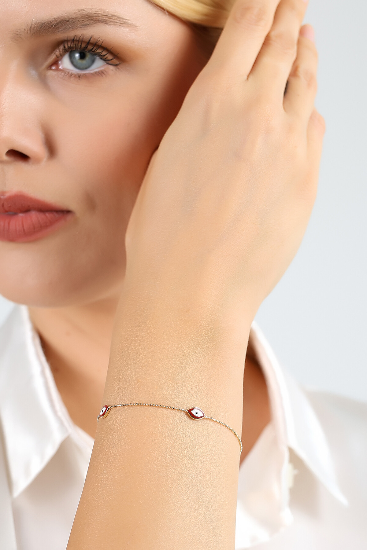 14 Ayar Altın Mineli Göz Bileklik