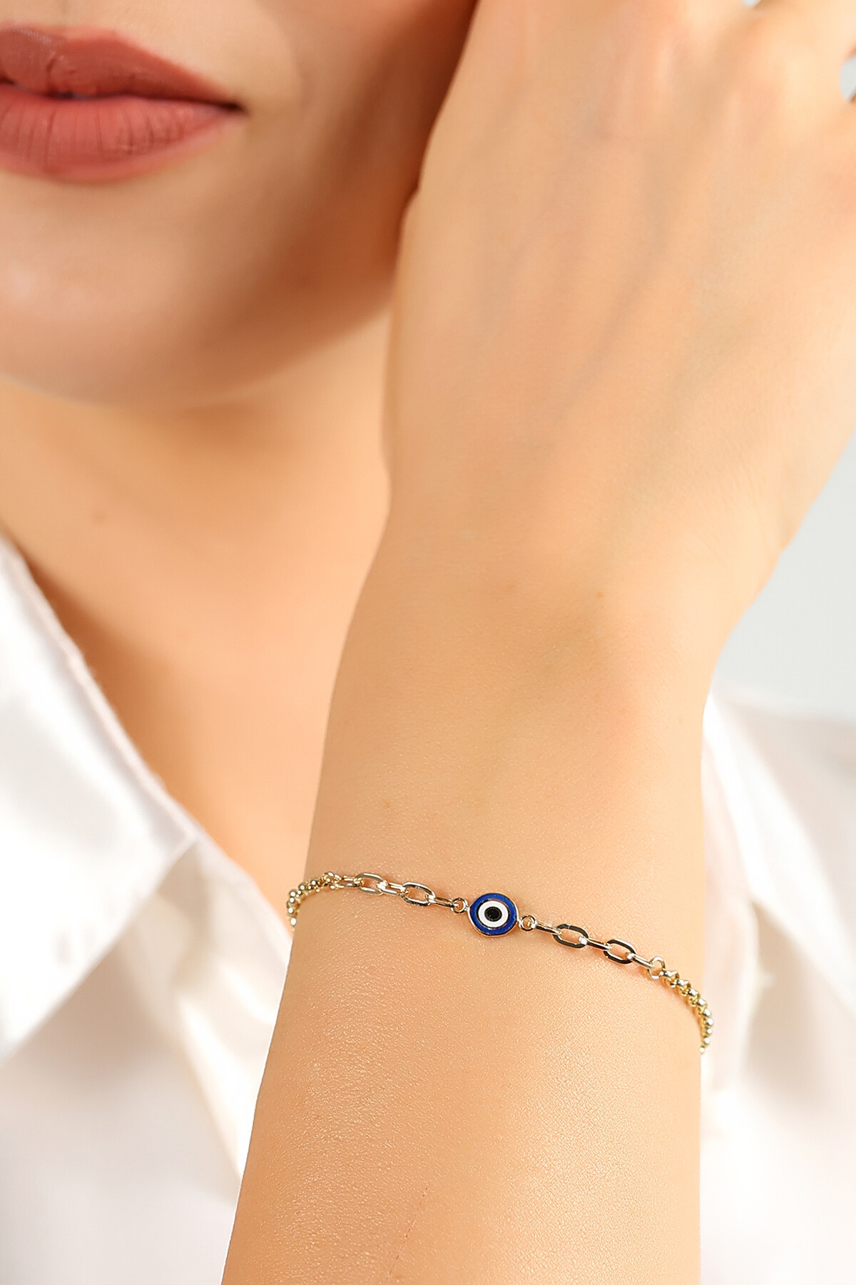 14 Ayar Altın Mineli Nazar Bileklik